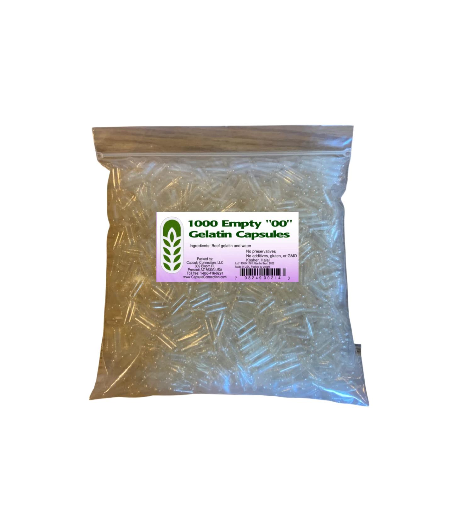 USA-Made 1000 Bulk Wholesale Clear Gelatin Capsules - Size 00 - 1000 Count - Buy Online on GoSupps.com