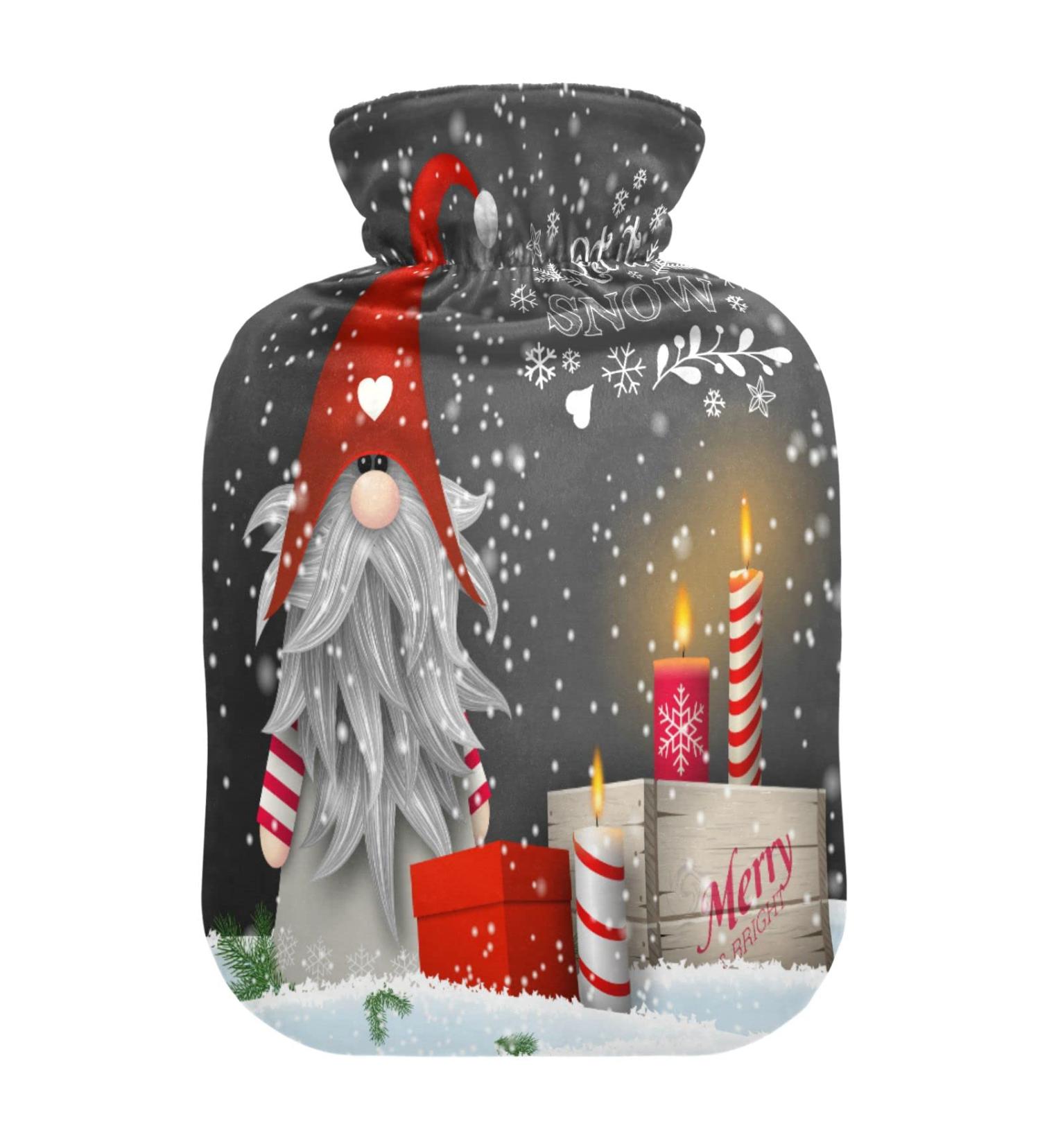 Christmas Dwarf Tomte Hot Water Bottle - 2 Litre Fleece Cover for Warmth & Cold Compresses - Perfect Holiday Gift - Buy Online on GoSupps.com