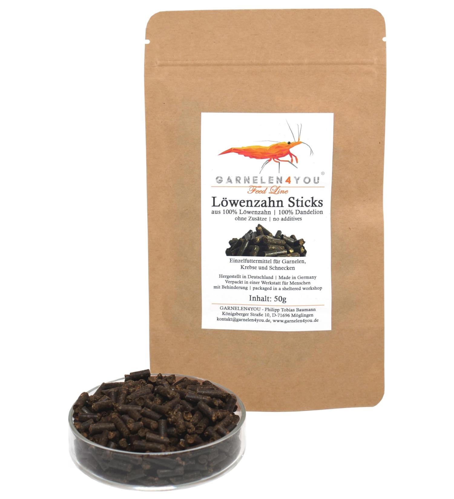 SHRIMP4YOU GARNELEN4YOU Dandelion Sticks | Premium Shrimp Food | Sustainable Packaging | Made in Germany | Food Pellets for Shrimps Crabs Snails - Buy Online on GoSupps.com