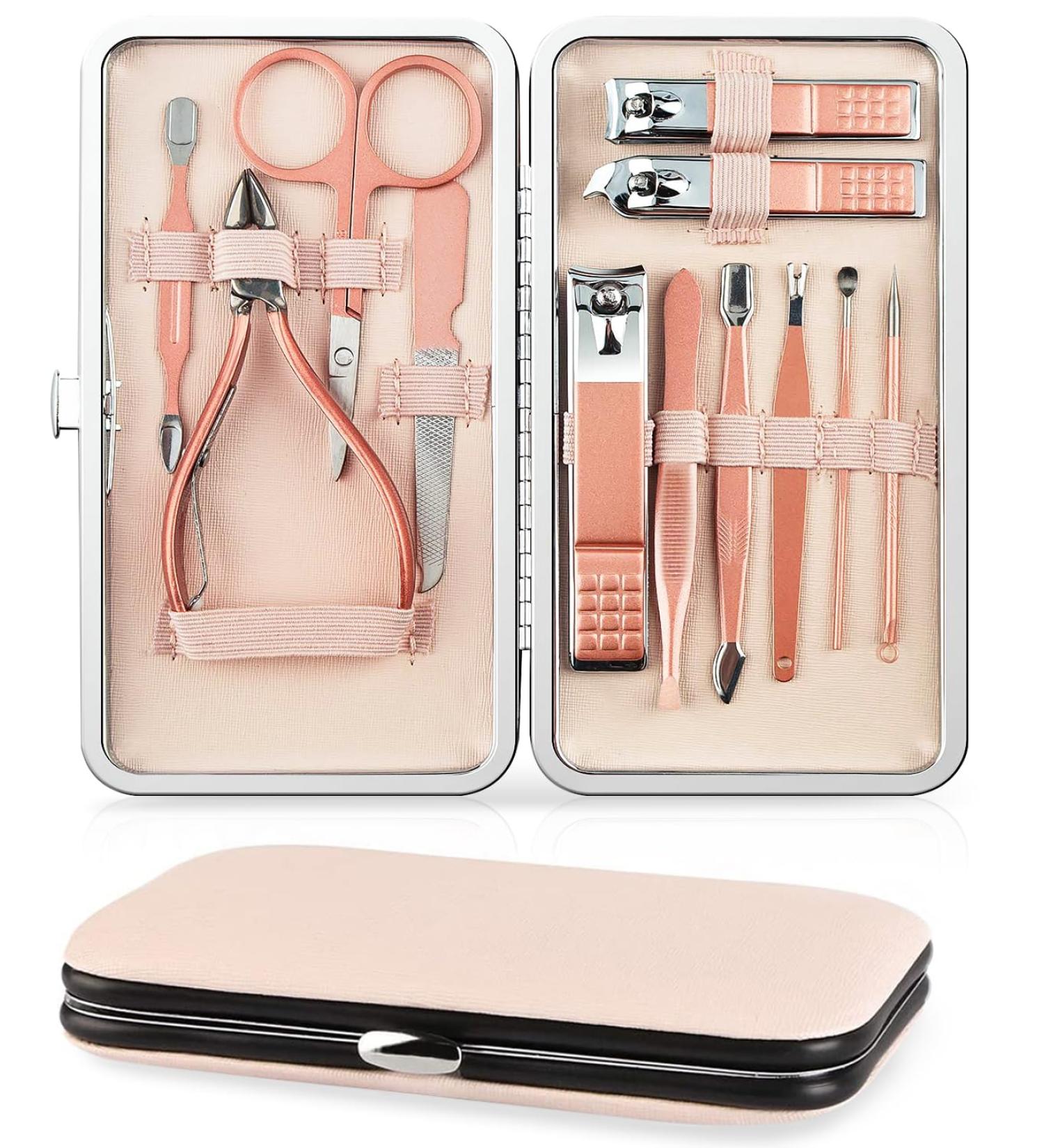 HBBLIE 12-Piece Stainless Steel Manicure Set for Women/Men - Professional Pedicure Kit and Nail Clippers - Portable Travel Grooming Tools - Buy Online on GoSupps.com