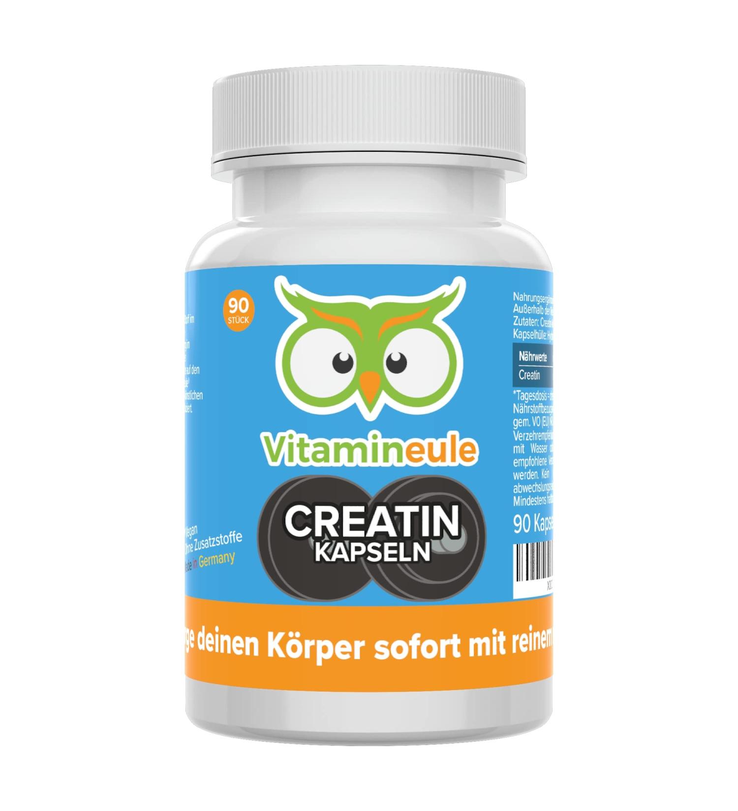 Creatin Capsules 450mg - Pure Vegan Creatine Monohydrate - High-Dose Additive-Free Laboratory Tested for Muscle Building | vitamineULE  - Buy Online on GoSupps.com