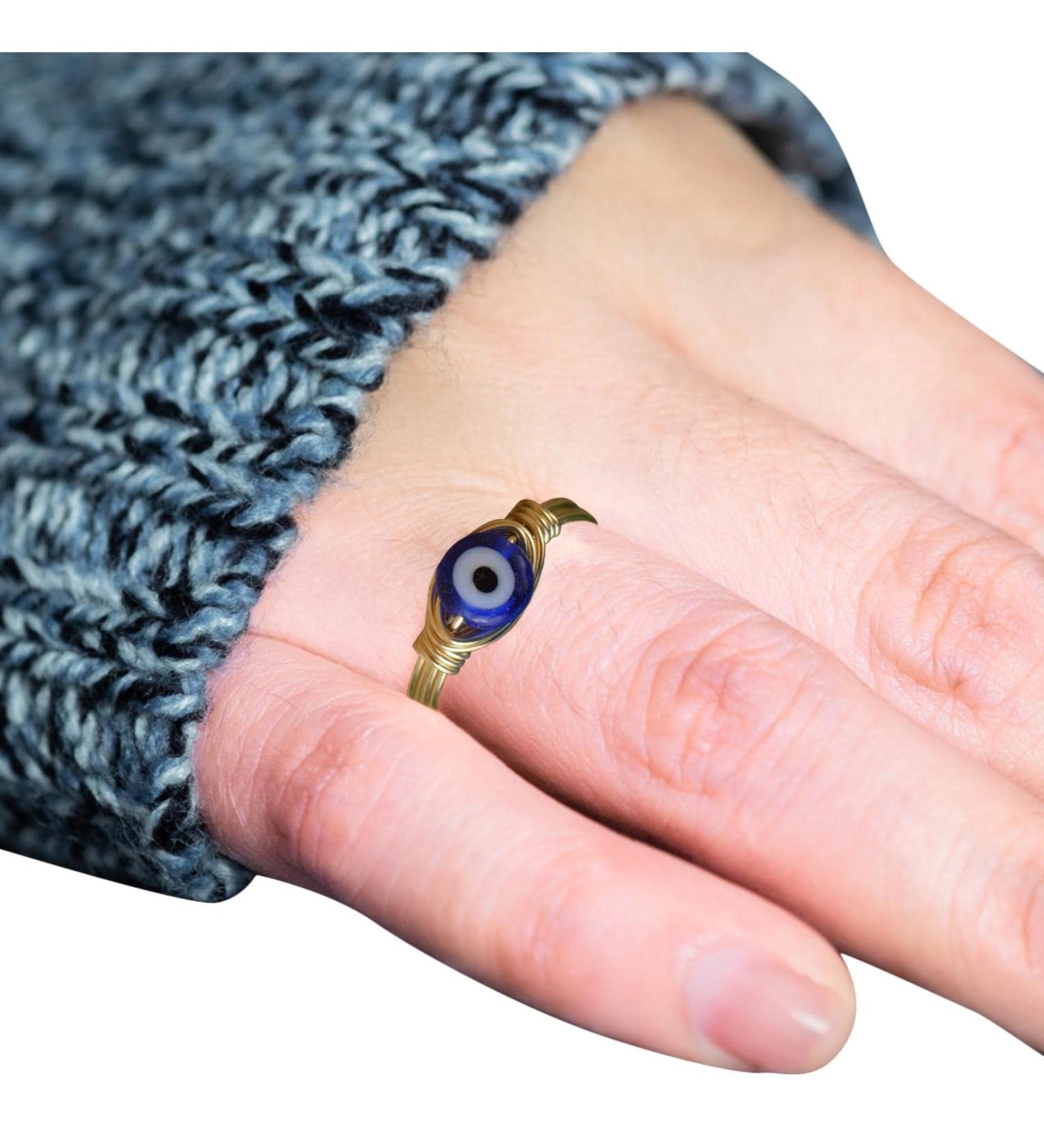 s for Women | Demon Eye for Women | Trendy Blue Eye Bead Handmade Dainty Silver Gold Wire Wrapped for Girls Fovolat Gold 7 - Buy Online on GoSupps.com