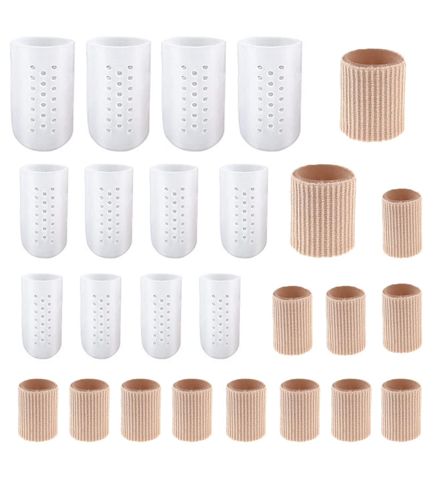 AUXHCYL 26-Piece Soft Gel Toe Tubes Sleeves for Pain Relief - Corn Pad Protectors, Toe Caps, Toe Separator Silicone Protectors for Women - Buy Online on GoSupps.com