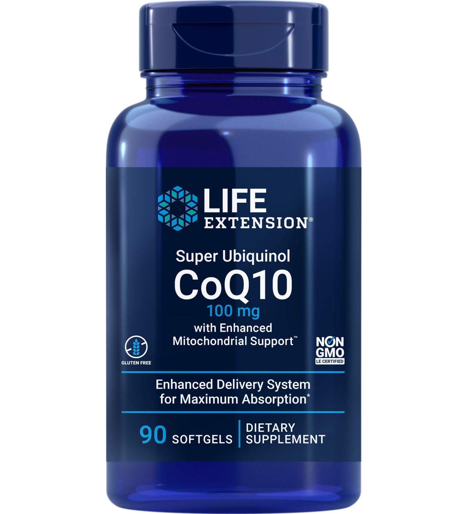 Buy Life Extension COQ10 Super Ubiquinol 100mg - Enhanced Mitochondrial Support | 90 Softgels - International Shipping Available - Buy Online on GoSupps.com