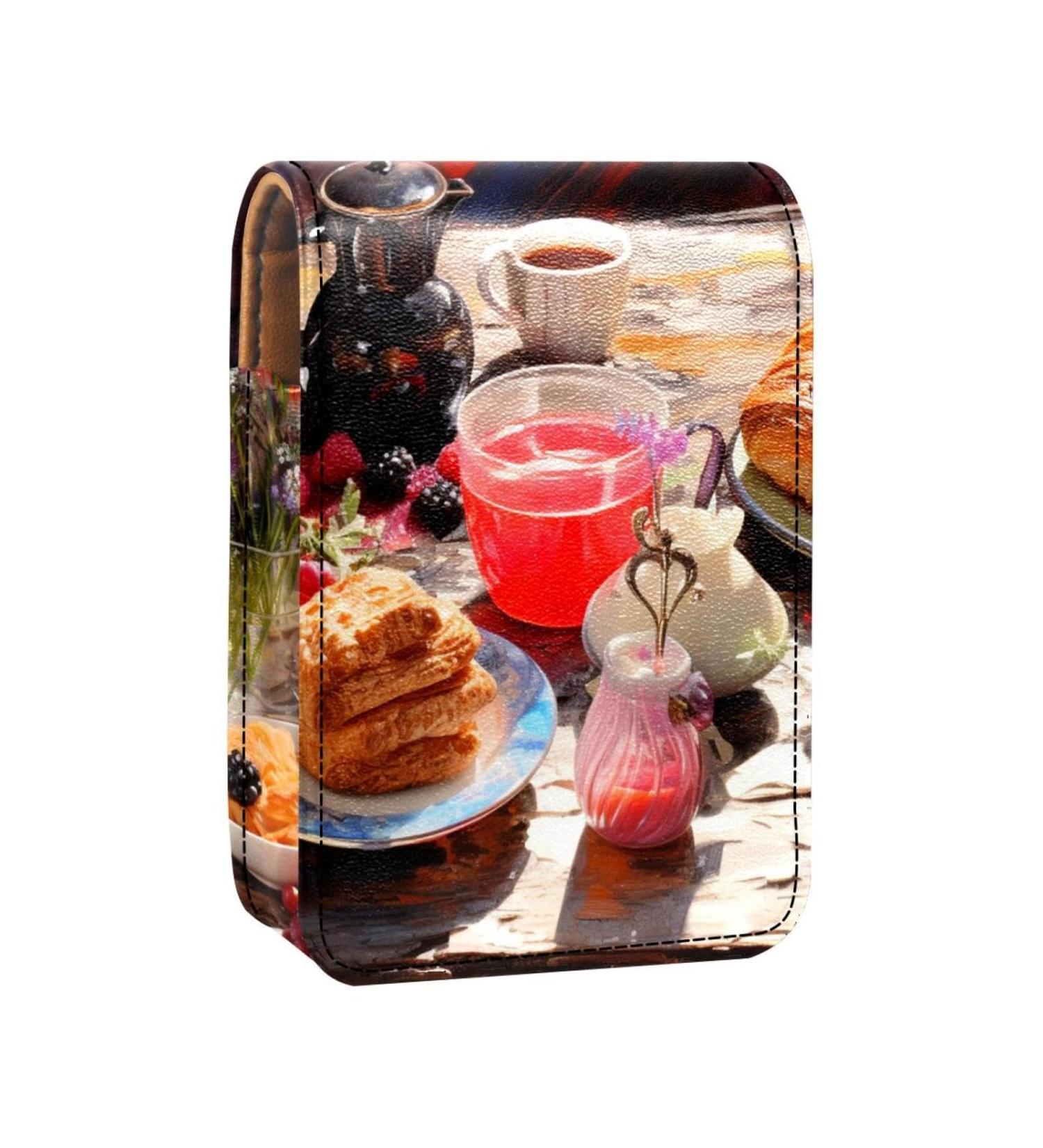Travel Lipstick Organizer Case | Portable Makeup Bag with Mirror | Ideal for International Shipping - Breakfast Food H078i2pyzg - Buy Online on GoSupps.com