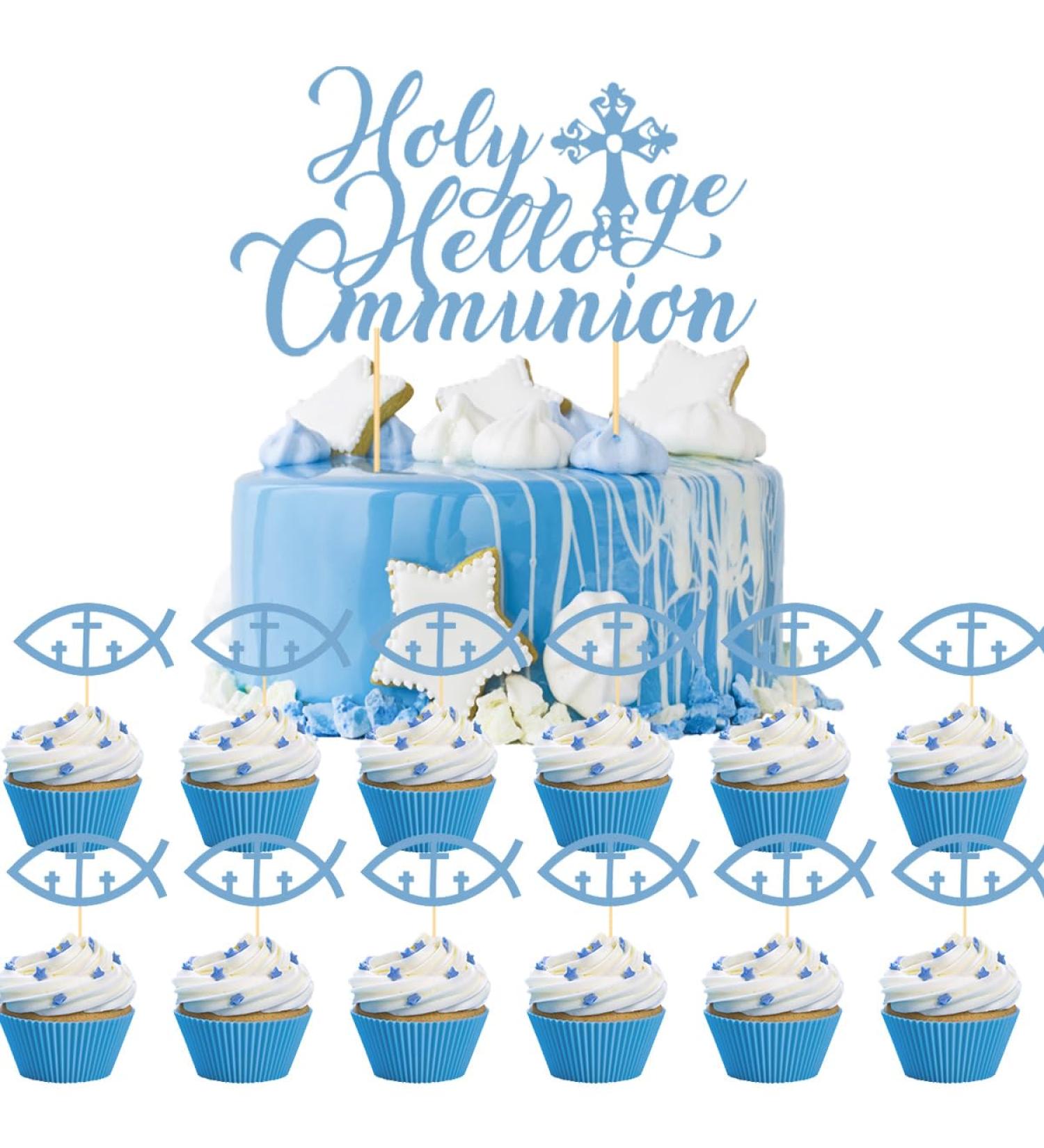 Cake Topper Communion Decoration Christening Cupacake Toppers Pack of 25 Communion Cake Toppers Cake Decoration Christening Communion Christening Communion Decoration for Boys and Girls - Buy Online on GoSupps.com