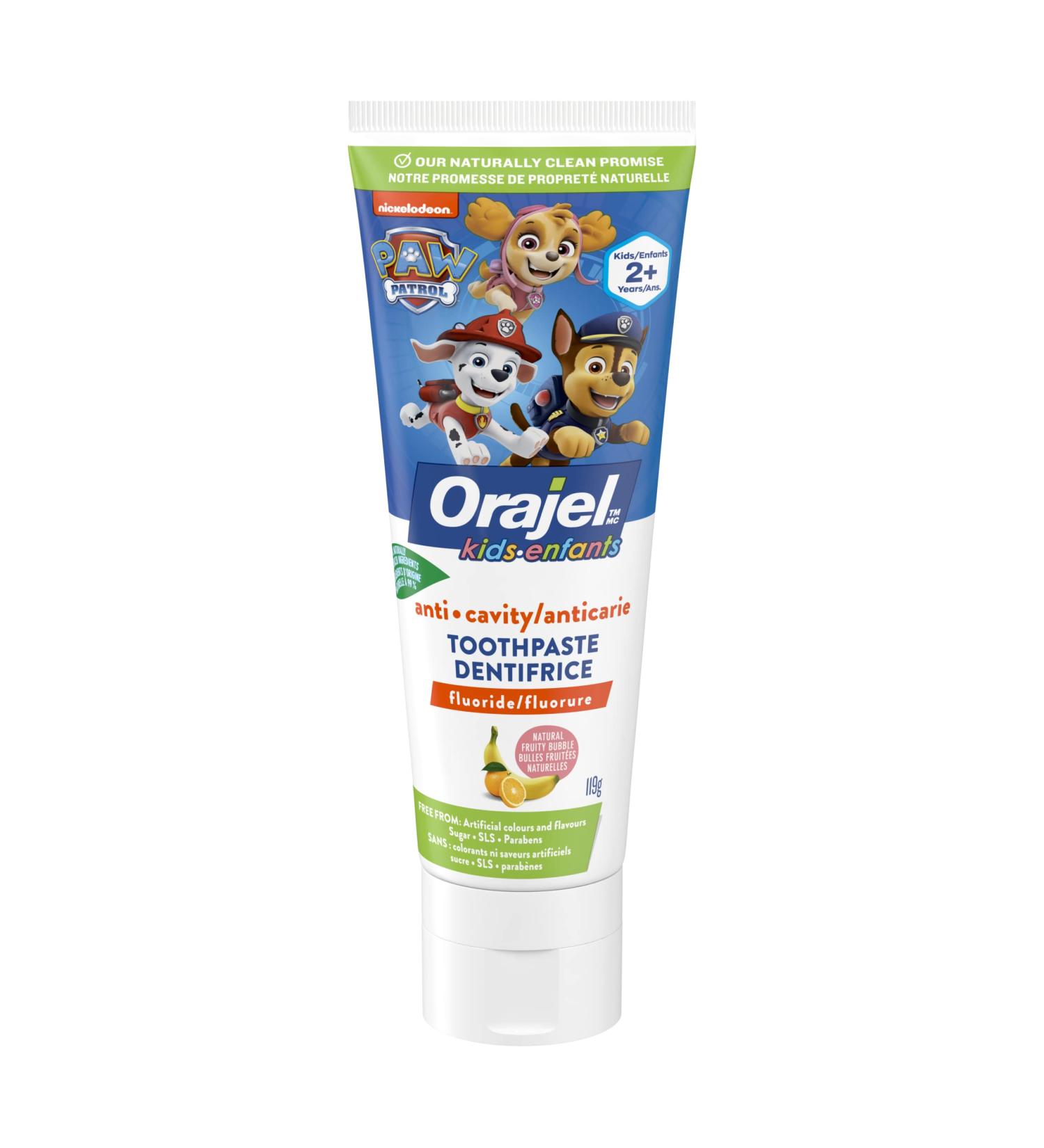 Orajel Kids Paw Patrol Anti-Cavity Fluoride Toothpaste Natural Fruity Bubble Flavour 119-g - Buy Online on GoSupps.com