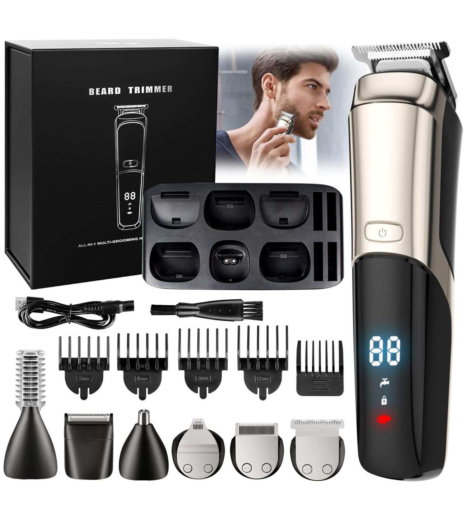 Premium 16-in-1 Beard Trimmer for Men - Cordless Waterproof Grooming Kit with Electric Razor & Luxury Gift Box - Buy Online on GoSupps.com