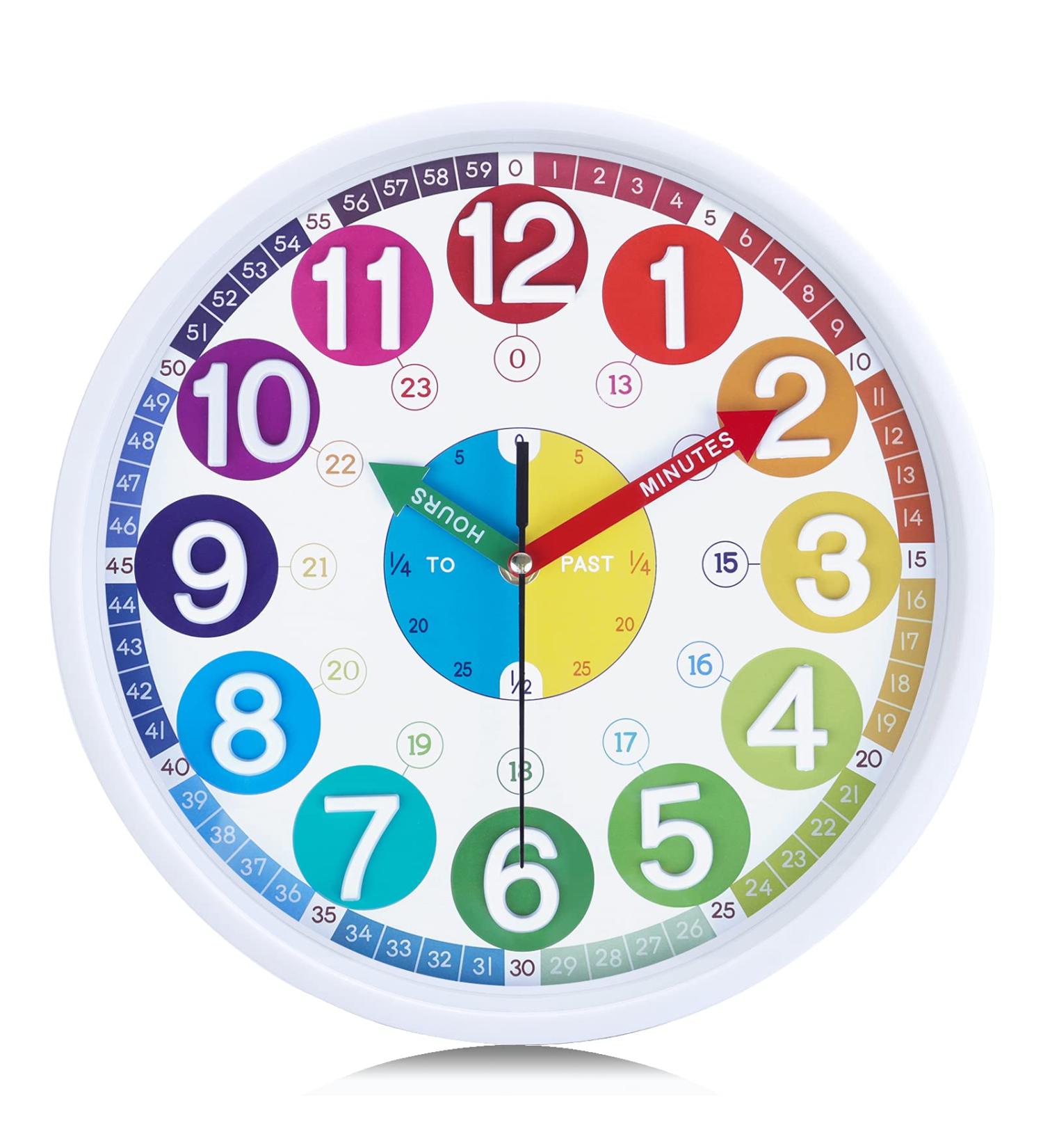 Lafocuse Colorful Silent Wall Clock for Kids - 3D Digit Learning Timepiece for Boys & Girls - Perfect for Children's Room & Kindergarten - 30cm - Buy Online on GoSupps.com