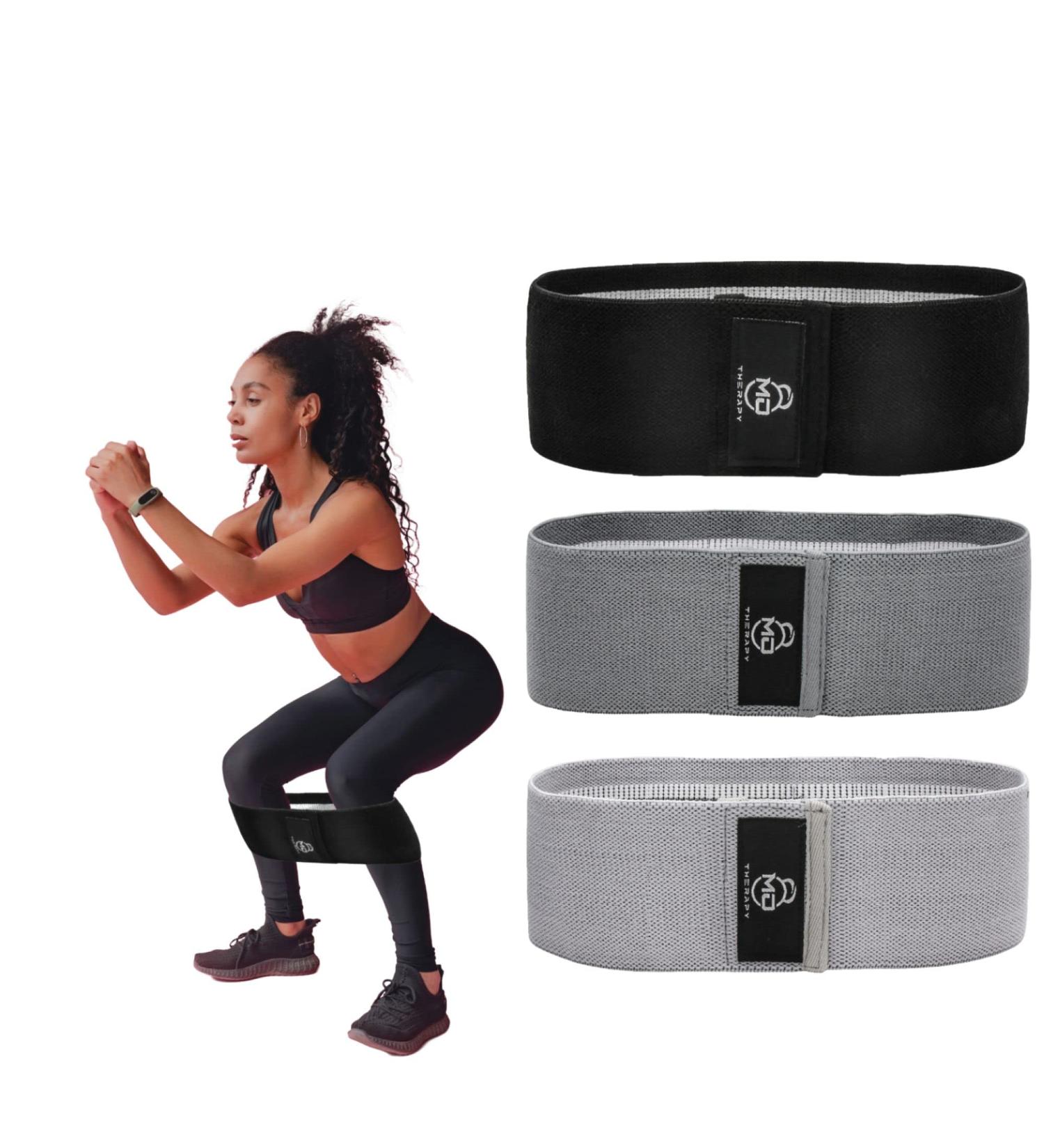 Resistance Bands for Glutes Hips & Legs - Non-Slip Fabric Booty Bands for Fitness Yoga & Strength Training | 3 Levels - Buy Online on GoSupps.com