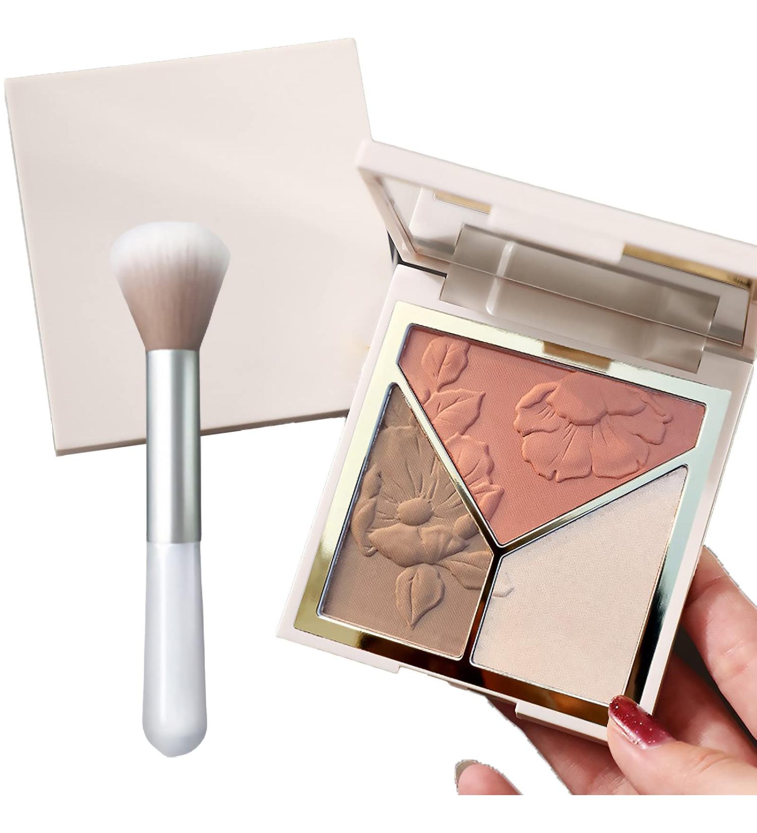 Blushers for Cheeks Make Up Highlighter Palette 3-tone Blusher for Warm Glowing Highlighter Makeup Contour Palette With Mirror & Brush For Highlighting and Contouring(02) 02 120 g (Pack of 1) - Buy Online on GoSupps.com