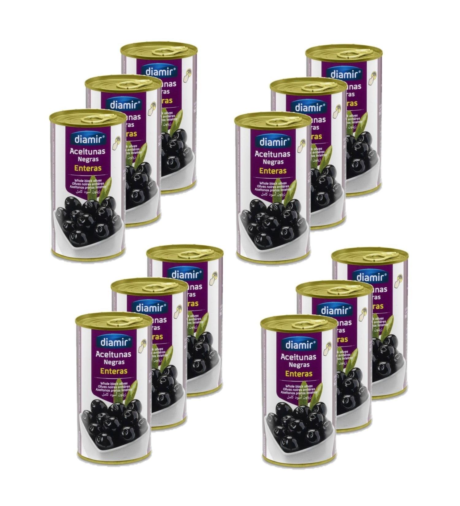 Lot 12x Whole black olives - Box 345g