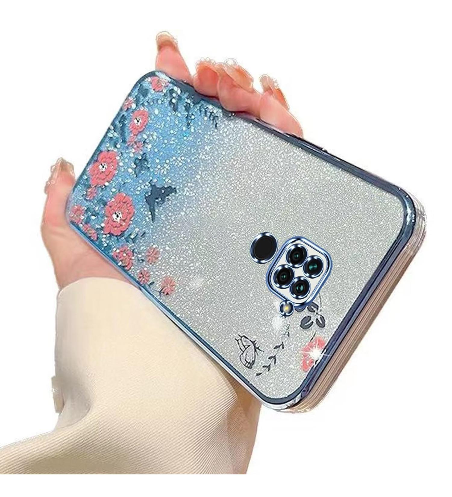 Buy Tivenfezk Nadoli Glitter Diamond Case for Xiaomi Redmi Note 9 | Sparkle Flower Butterfly Soft Gradient Silicone Cover - Buy Online on GoSupps.com