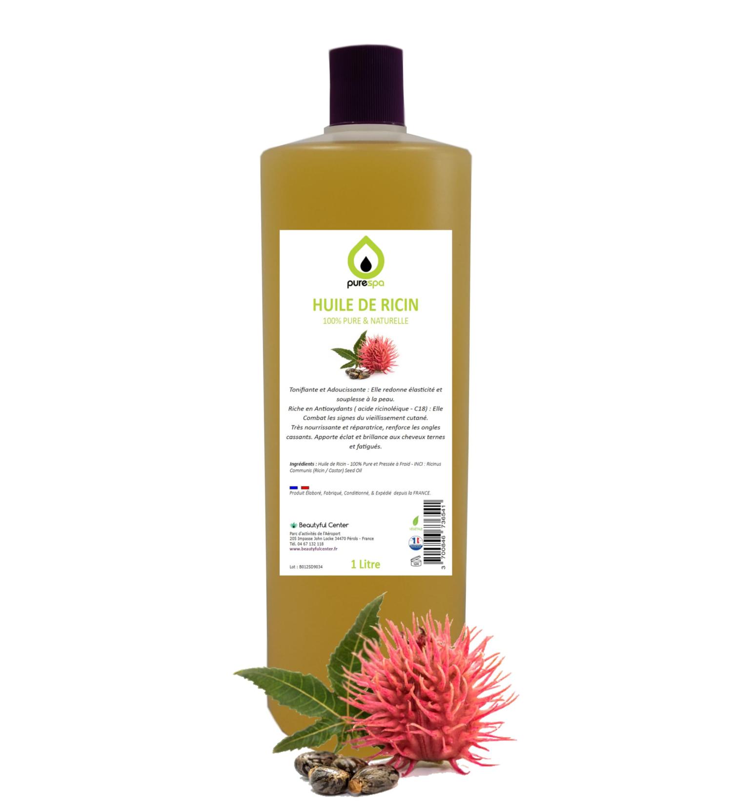 Purespa | CASTOR OIL | 100% Pure | Natural | Cold Pressed | 1000 ml | | Eyelashes | Eyebrows | Body | Hair | Beard | Nails | Vegan Castor Oil |