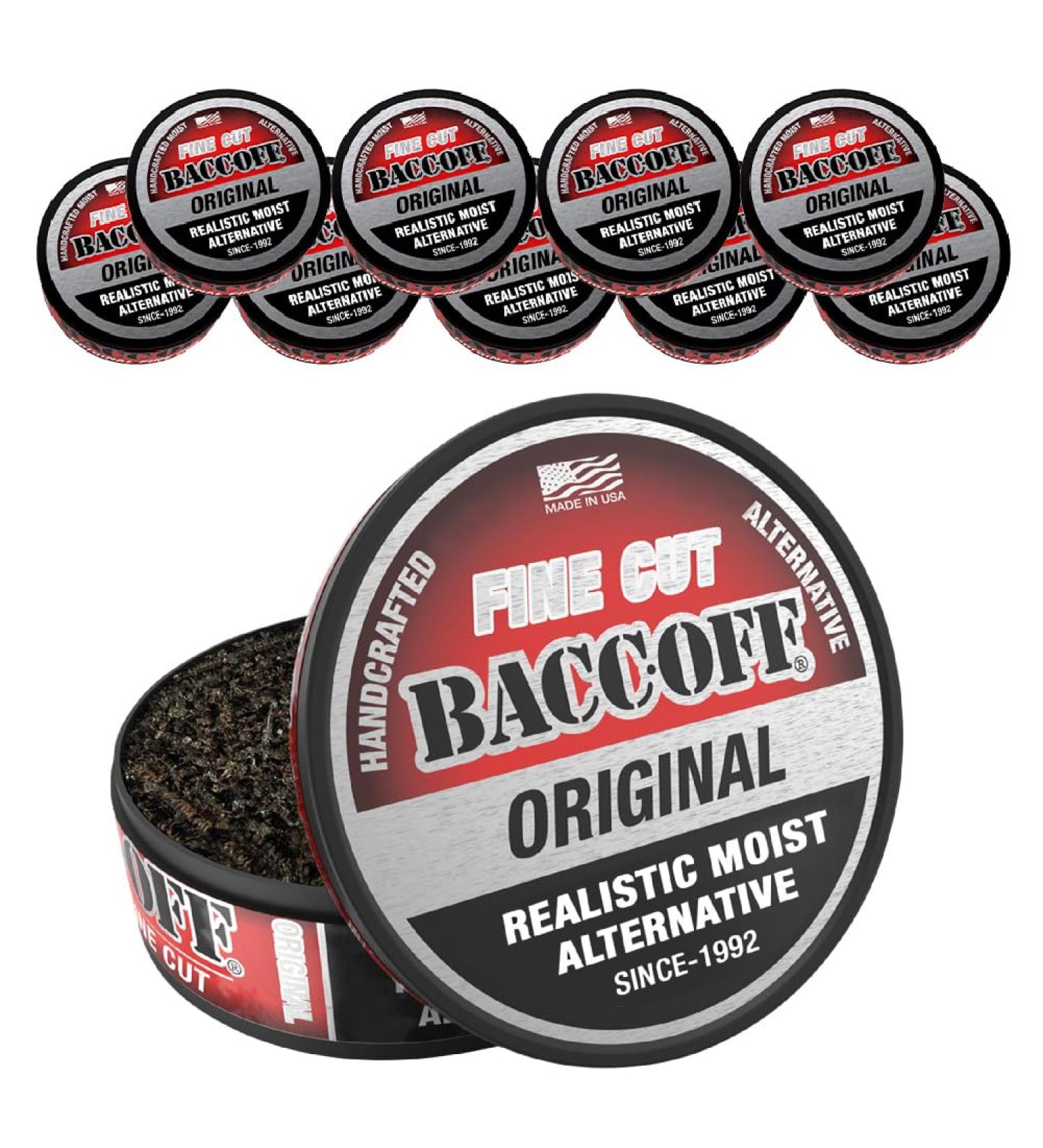 Buy 10 Cans of BaccOff Original Fine Cut - Bold Black Tea with Smoky Flavors | International Shipping Available - Buy Online on GoSupps.com