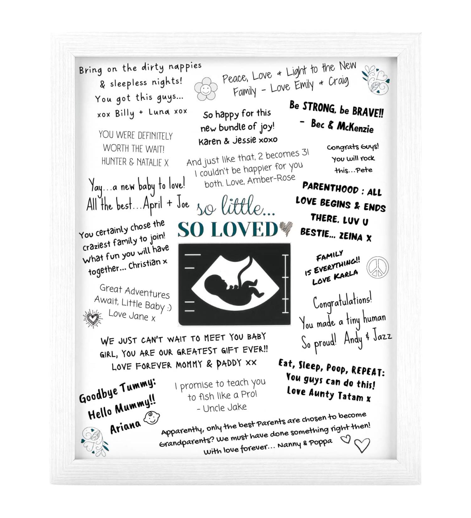 Baby Shower Guest Book Frame for Single Baby or Twins - Ultrasound Photo Frame - Pregnancy Keepsake - Classic White - Buy Online on GoSupps.com