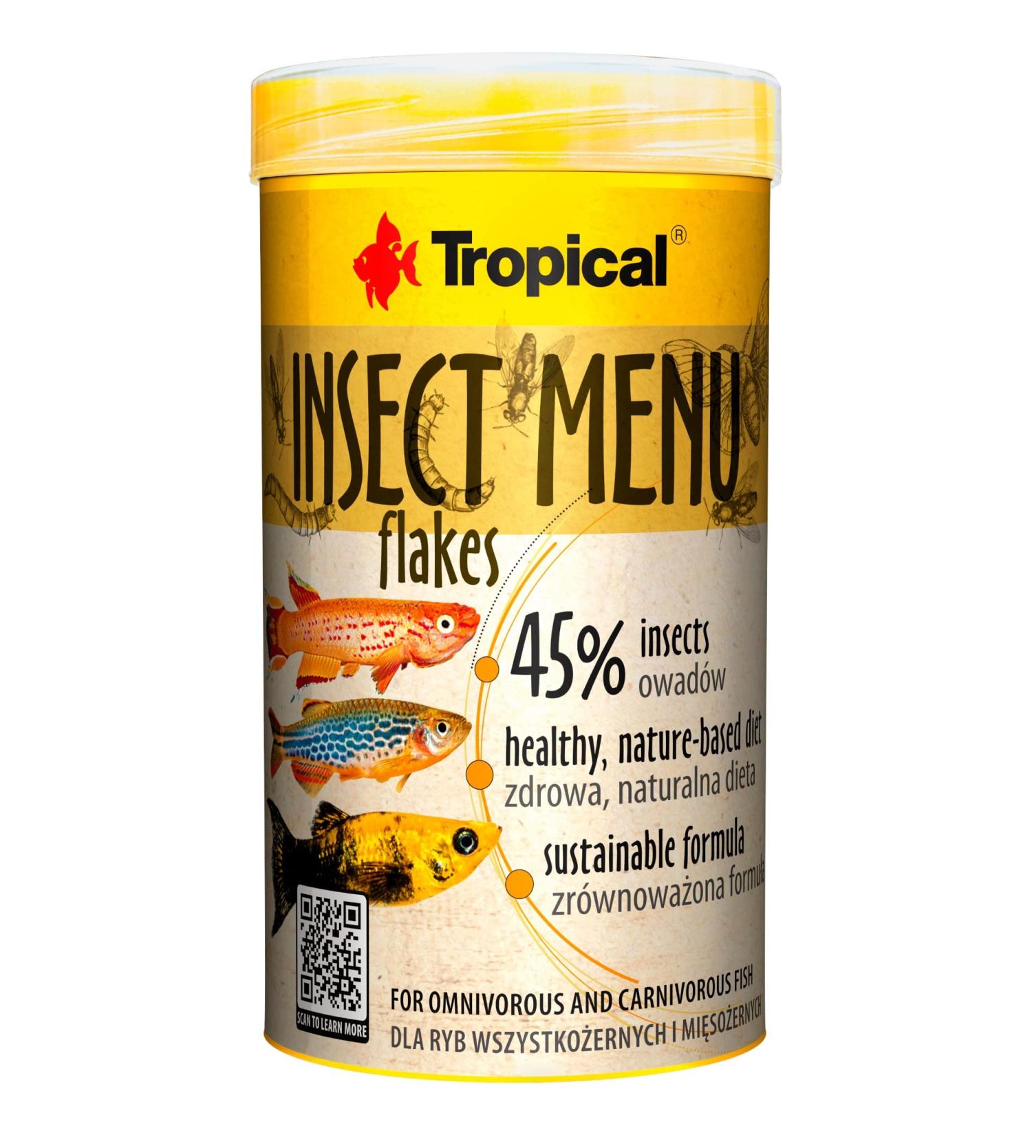 Insect Menu Flakes 250ml / 50g - Fish Food in Flakes Based on 3 Insects