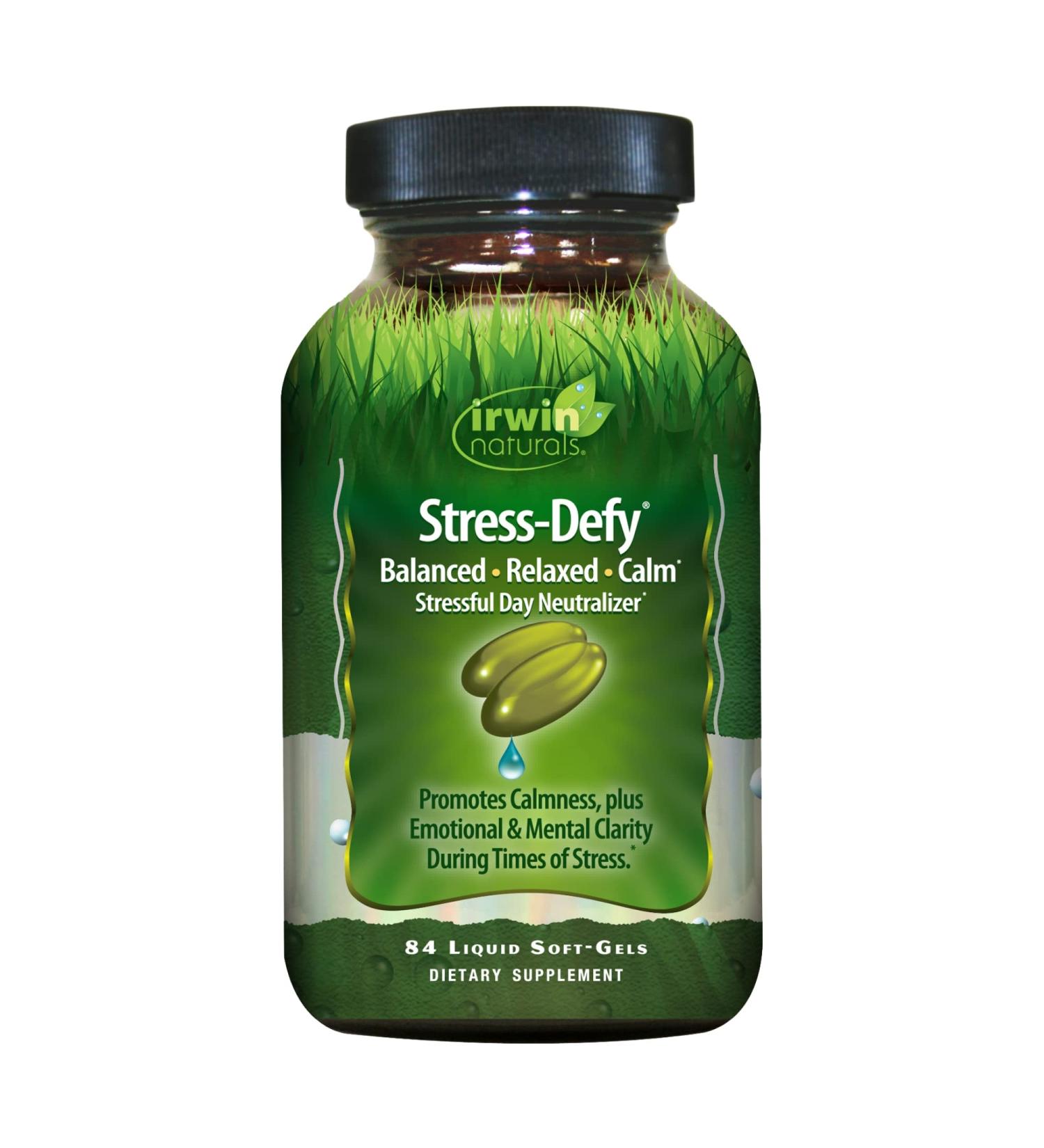 Buy Irwin Naturals Stress-Defy 84 Liquid Soft-Gels | Natural Stress Relief & Mood Support - Buy Online on GoSupps.com