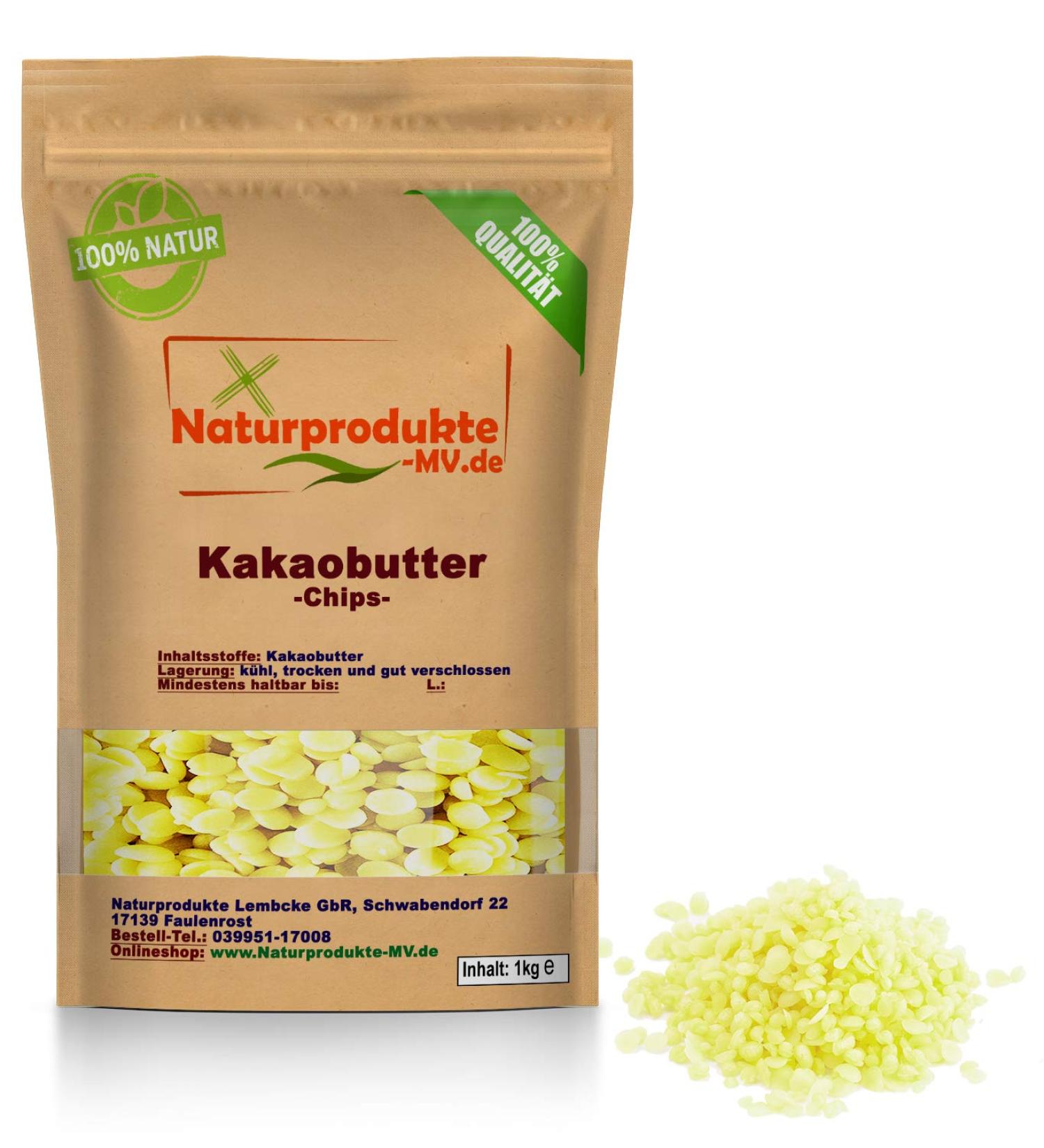 Cocoa Butter Chips 1 kg 1000 g Cocoa Butter Pastilles Nibs Food Grade Theobroma cacao 1 kg (1 pack)
