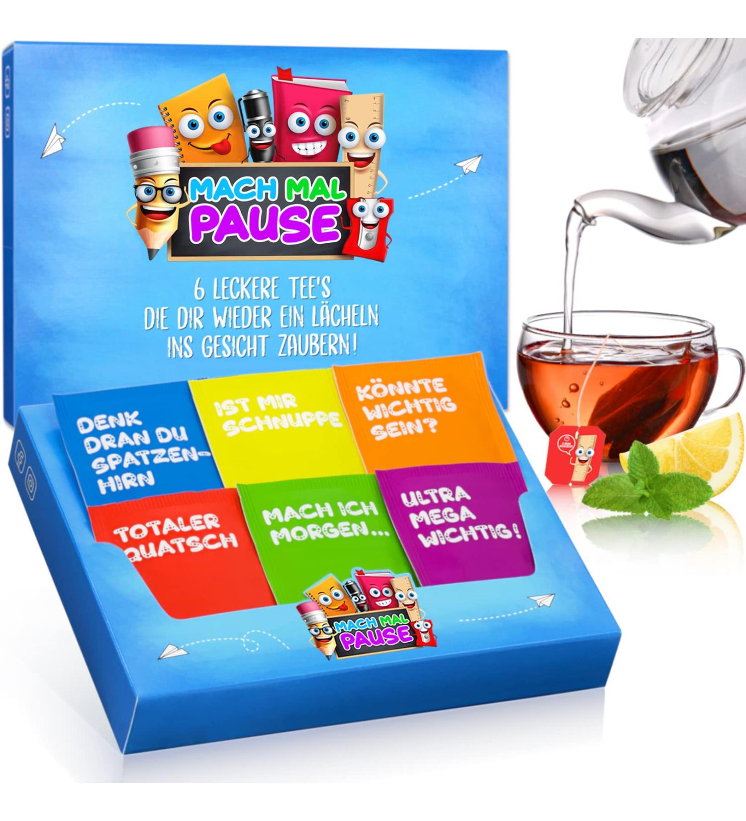Make a Pause Tea Box - 6 Delicious Teas Gift Set for Colleagues Students & Schoolchildren | 30 Tea Bags Perfect for Office & University - Buy Online on GoSupps.com