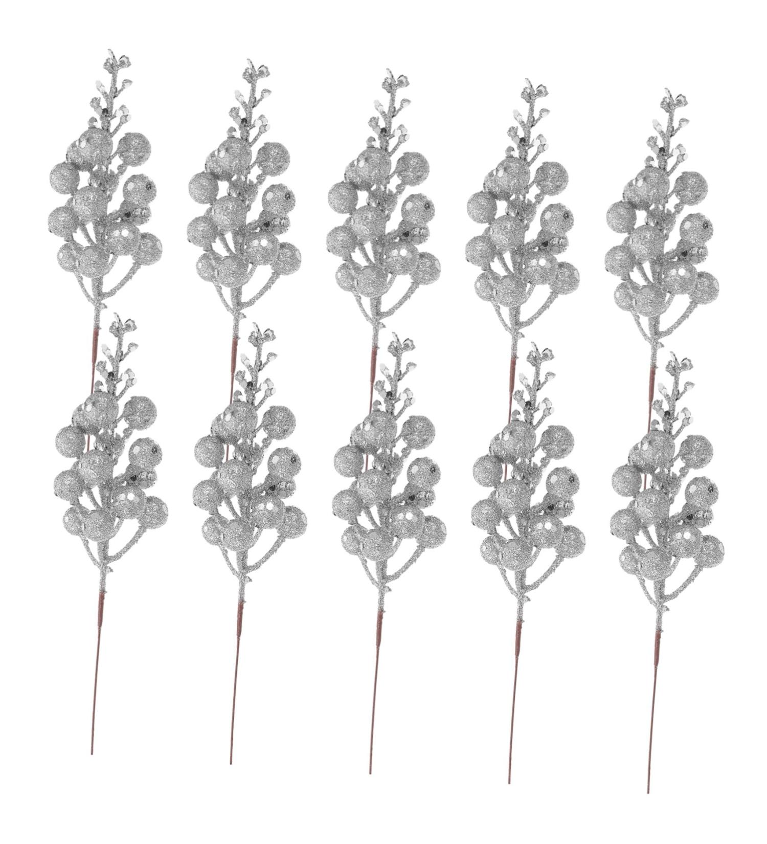 ABOOFAN 10pcs Christmas Imitation Berries Christmas Decorations Flower Garland Wreath Artificial Xmas Berry Stem Christmas Diy Berries Diy Berry Decor Christmas Tree Foam Artificial Fruit Silver 19X5X5CM - Buy Online on GoSupps.com