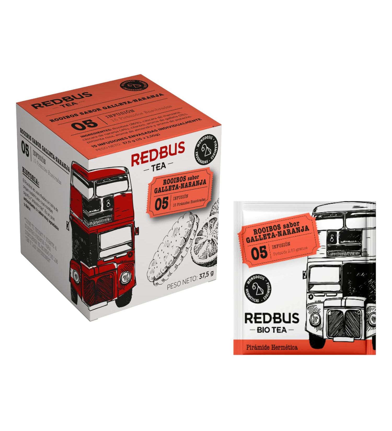  REDBUS Redbus | Rooibos & Orange Biscuits | Rooibos Infusion with Orange Almond & Pistachio Individually Wrapped Filters - 15 Pyramids (37.50 g) | Caffeine-Free Rooibos - Buy Online on GoSupps.com