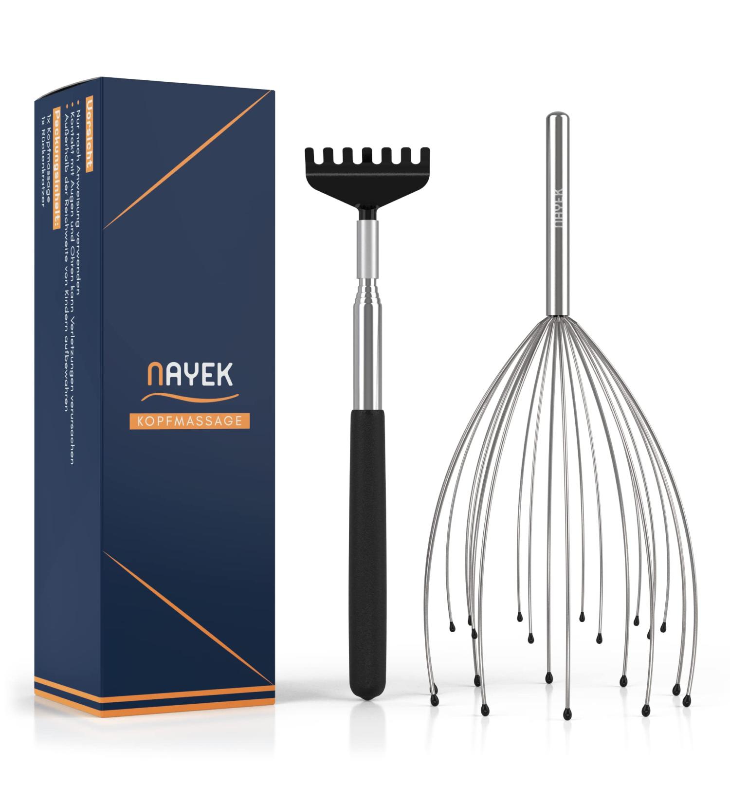 Nayek Extendable Back Scratcher & Head Massager - Rust-Free Deep Relaxation Stress Relief & Improved Blood Circulation - Buy Online on GoSupps.com