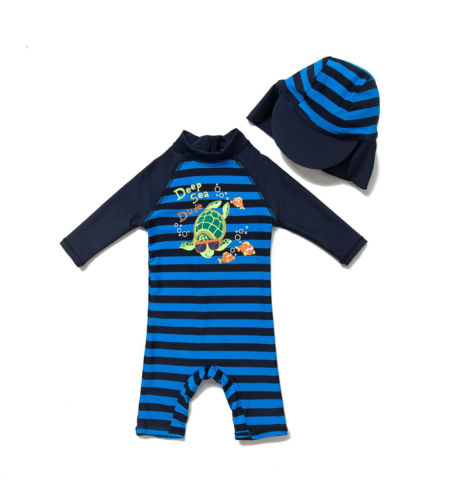 BONVERANO Baby Boys Swimsuit | Long-Sleeve Zipper One Piece Swimwear | UPF 50+ Sun Protection | Turtle Design | 2-3 Years - Buy Online on GoSupps.com