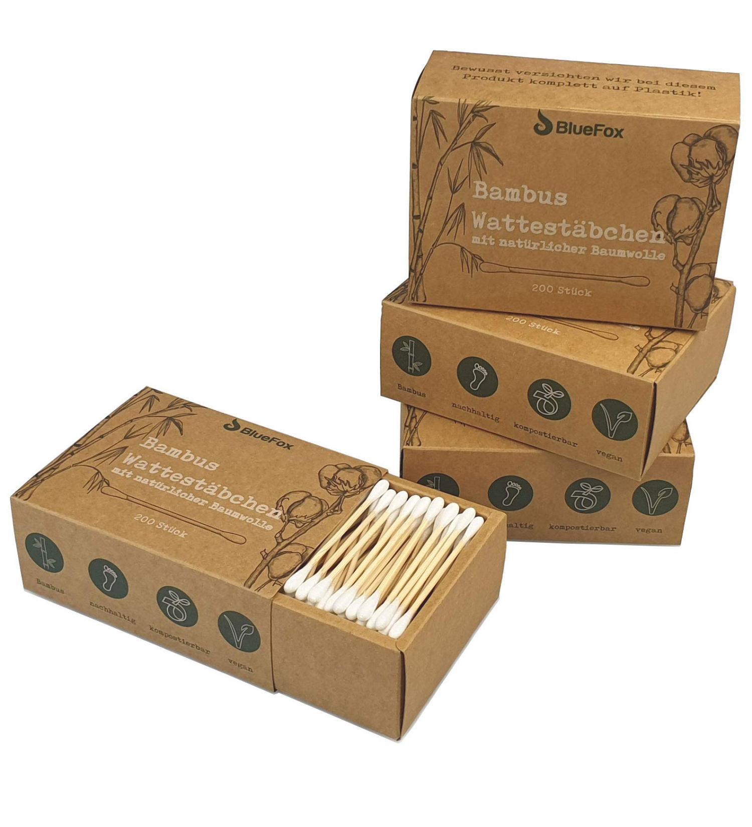 Bluefox Bamboo Cotton Swabs - 800 Biodegradable Vegan Ear Sticks | Eco-Friendly Q Tips | Sustainable Cotton Buds Plastic-Free & Compostable - Buy Online on GoSupps.com