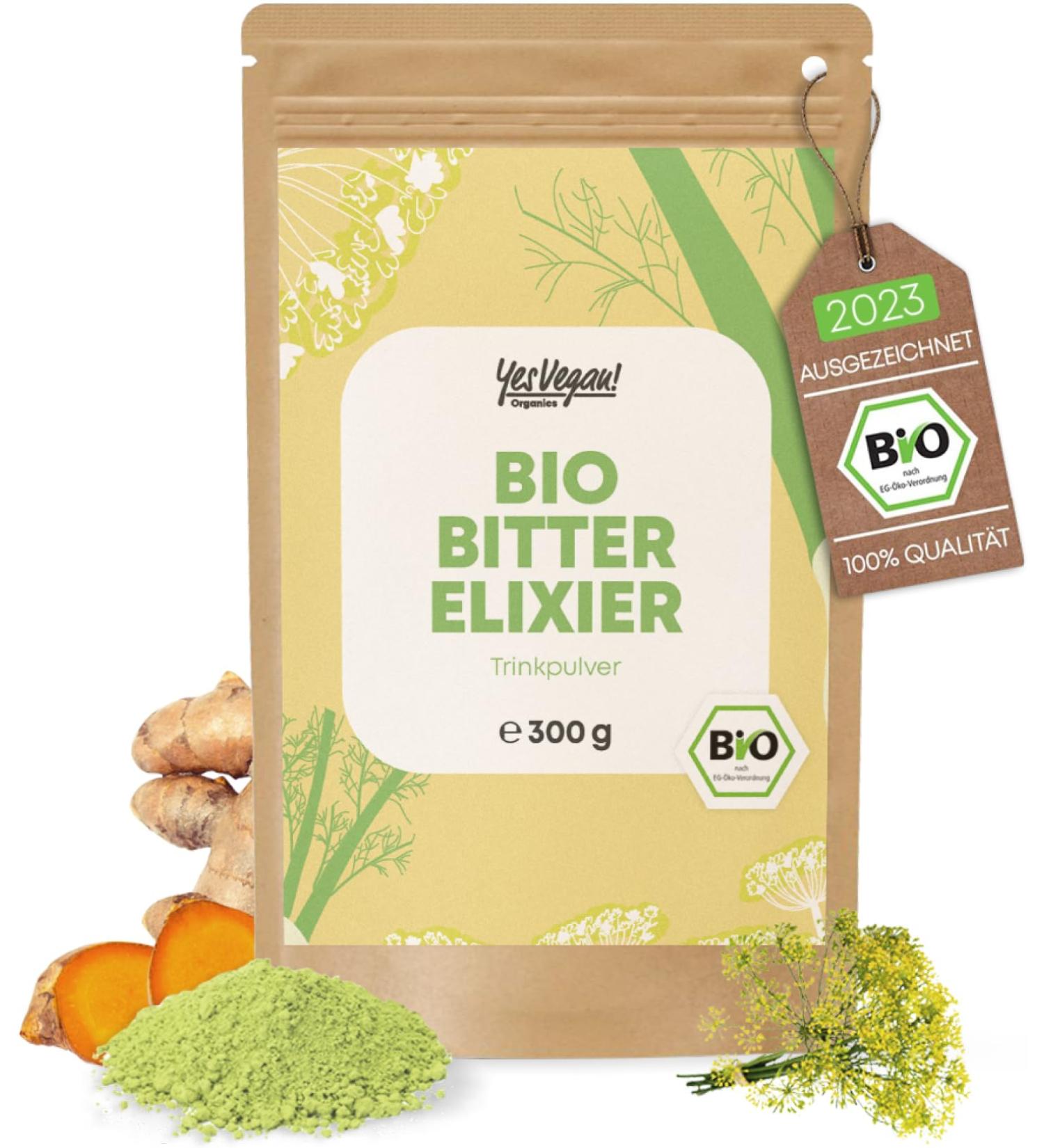 Organic Bitter Substances Powder - 300 Portions | Hildegard von Bingen & Ayurveda | Green Powder | DE- KO-001 | Bitter Elixir Bio - International Shipping - Buy Online on GoSupps.com