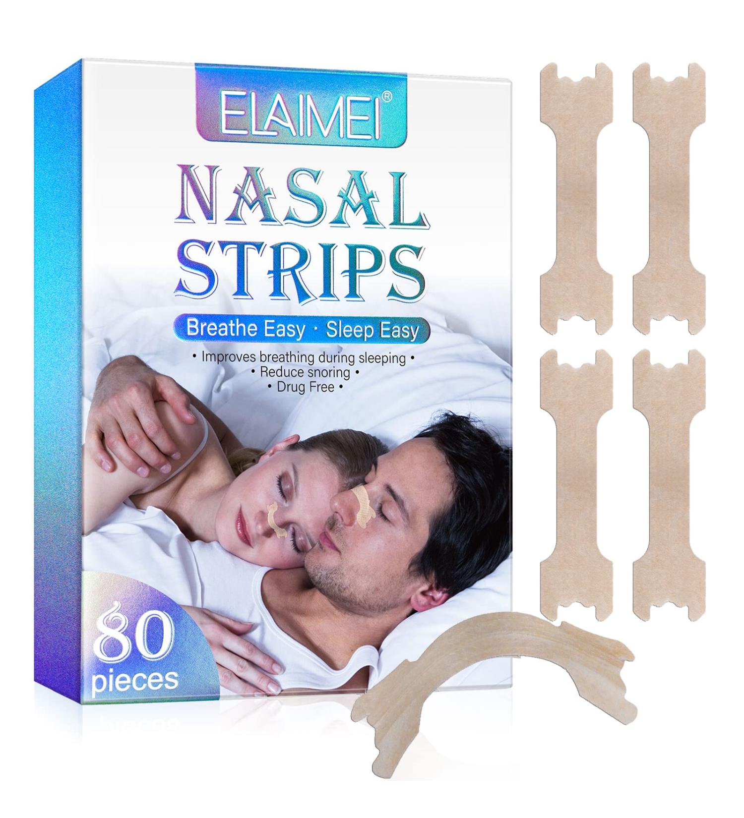 Nasal Strips 80 Count for Snoring & Congestion Relief - Drug-Free Solution for Better Breathing - Buy Online on GoSupps.com