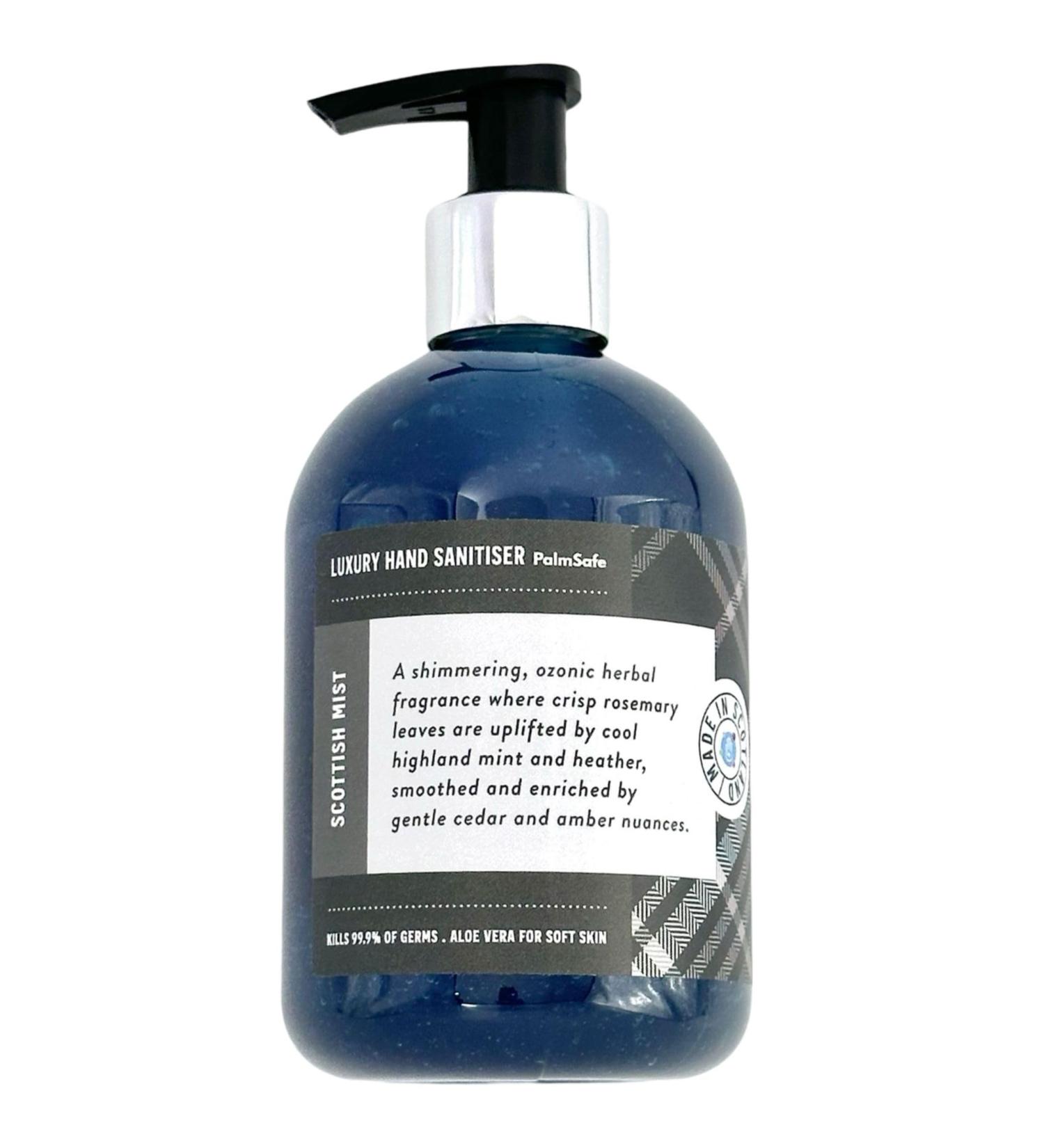 Palm Safe Scotish Mist Scented Hand Sanitiser with Aloe Vera 300ml Pump Bottle Effective Against 99.9% of Viruses and Bacteria - Buy Online on GoSupps.com