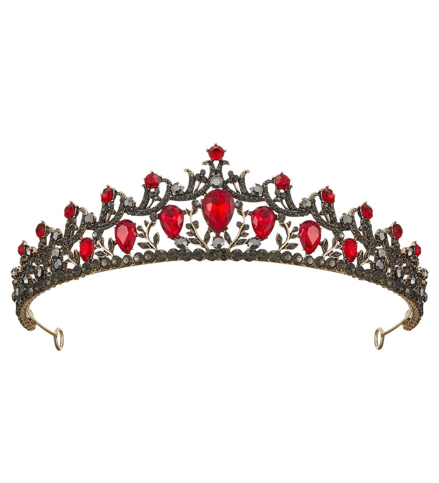 SweetV Red Crystal Princess Crown Tiara for Women - Perfect for Weddings, Proms, Birthdays, and More! - Buy Online on GoSupps.com