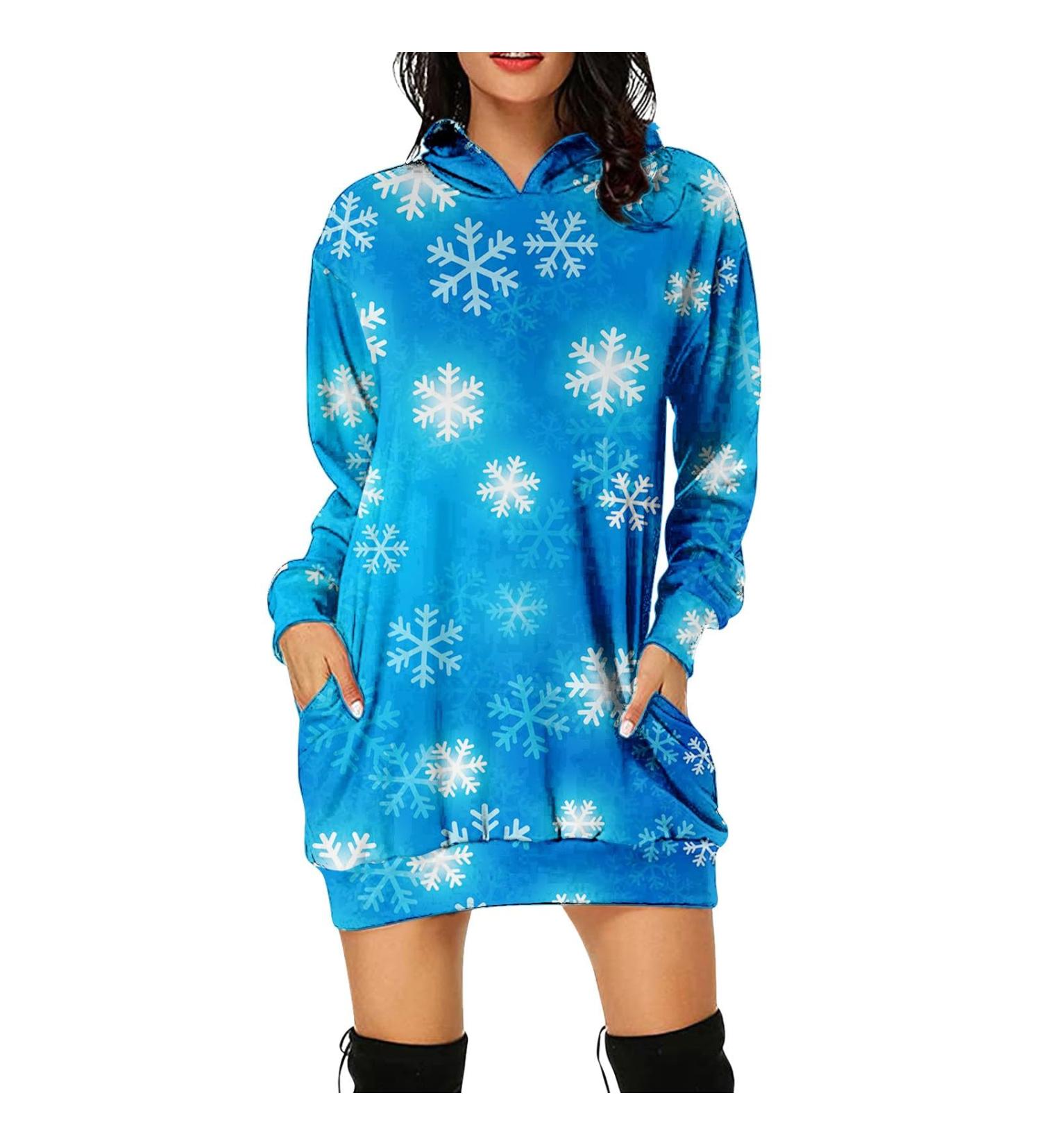 Shop Hanxiulin Women's Christmas Skirt & Sweatshirt - Stylish Hooded Tops & Party Dresses | Sexy Holiday Fashion - Buy Online on GoSupps.com