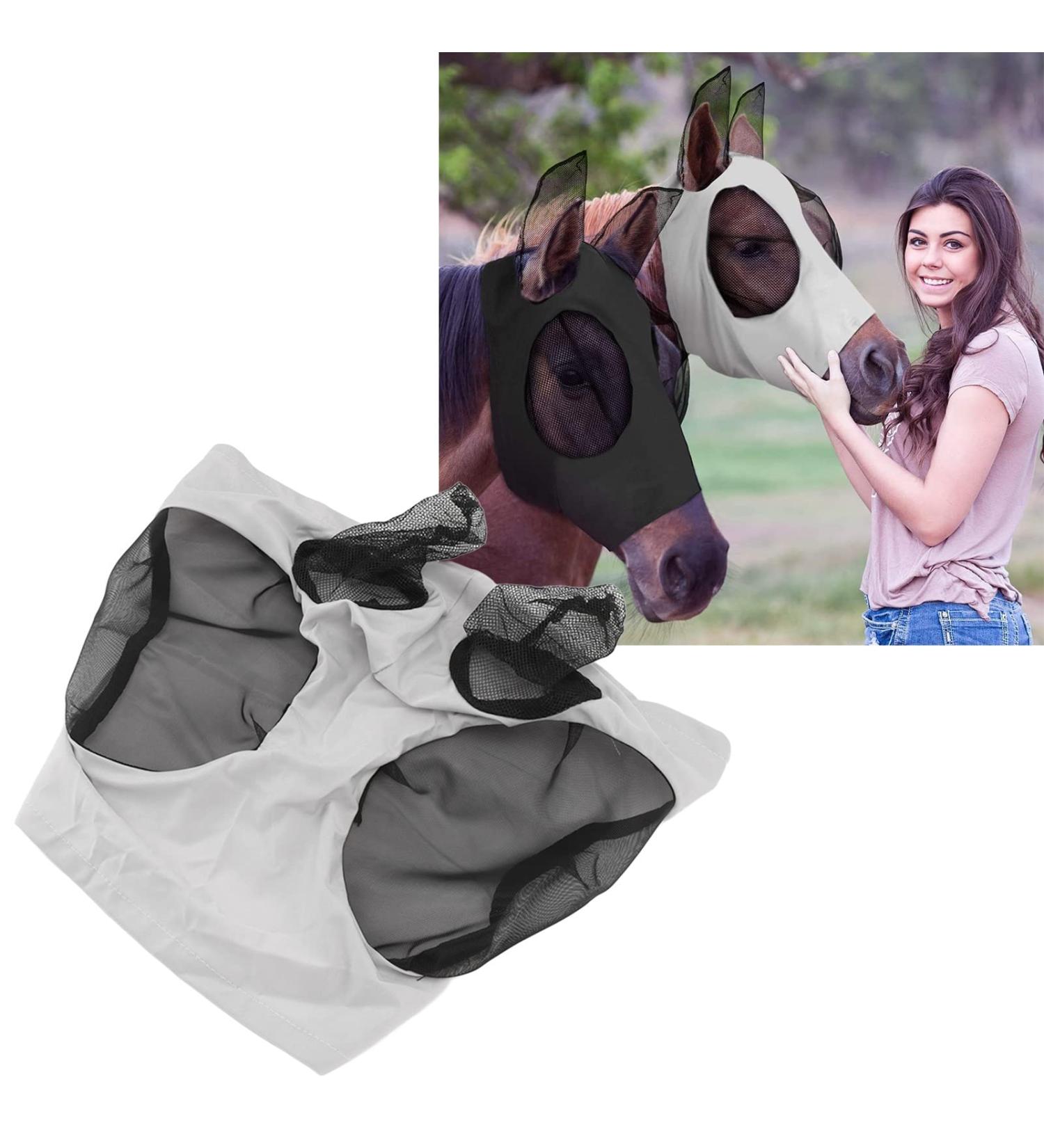 Horse Mask Fly Mask Horse Mesh Fly Mask Breathable Elastic Horse Face Mask with Ears Riding Equestrian Equipment (Grey) - Buy Online on GoSupps.com