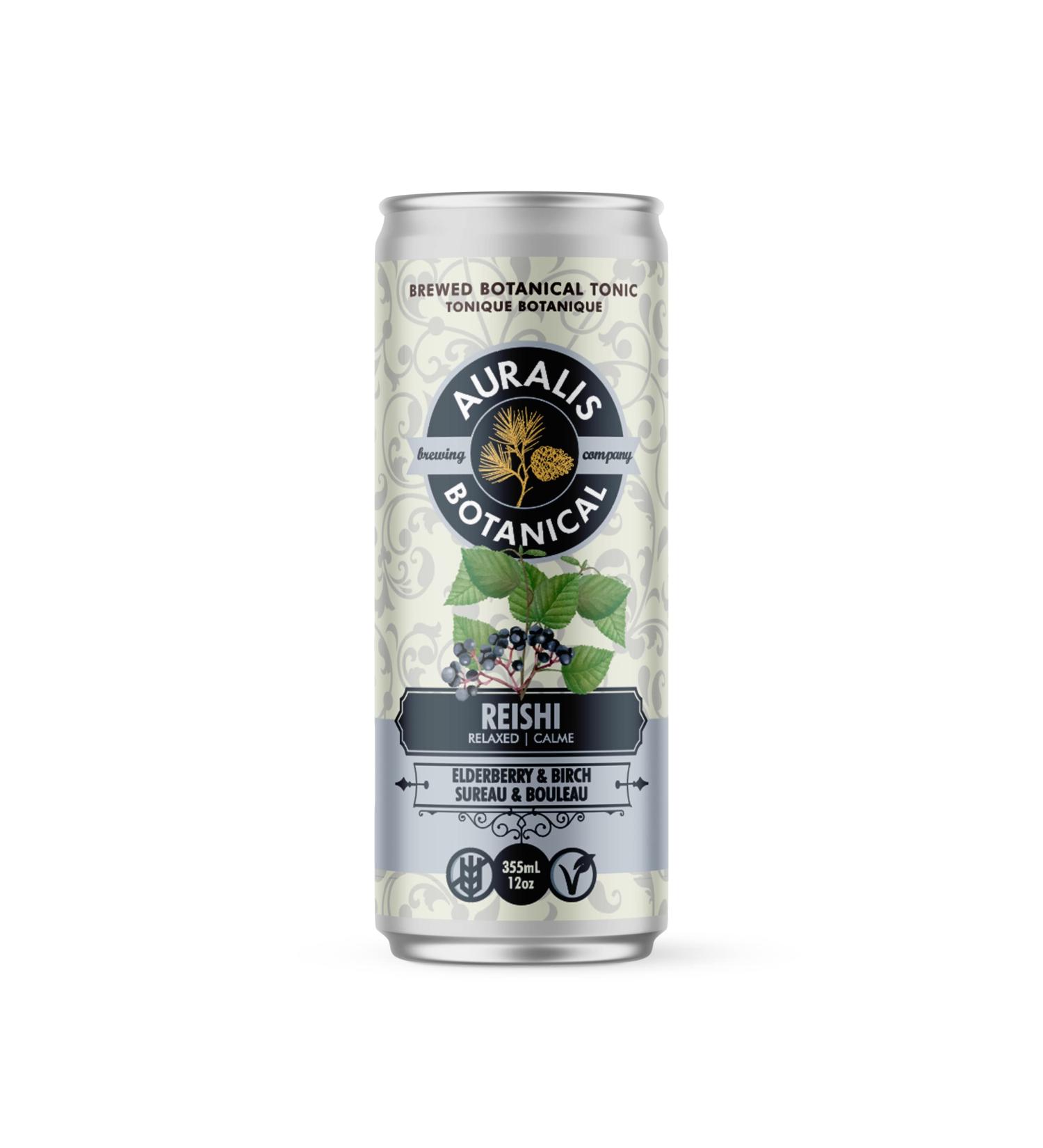 Auralis Botanical Tonic with Reishi Mushroom Elderberry & Birch (Pack of 4) Craft brewed with real functional mushrooms | Packed full of vitamins and minerals | NO Sugar or sweetners | Zero Carbs and gluten free| Made with natural distilates that deliver  - Buy Online on GoSupps.com