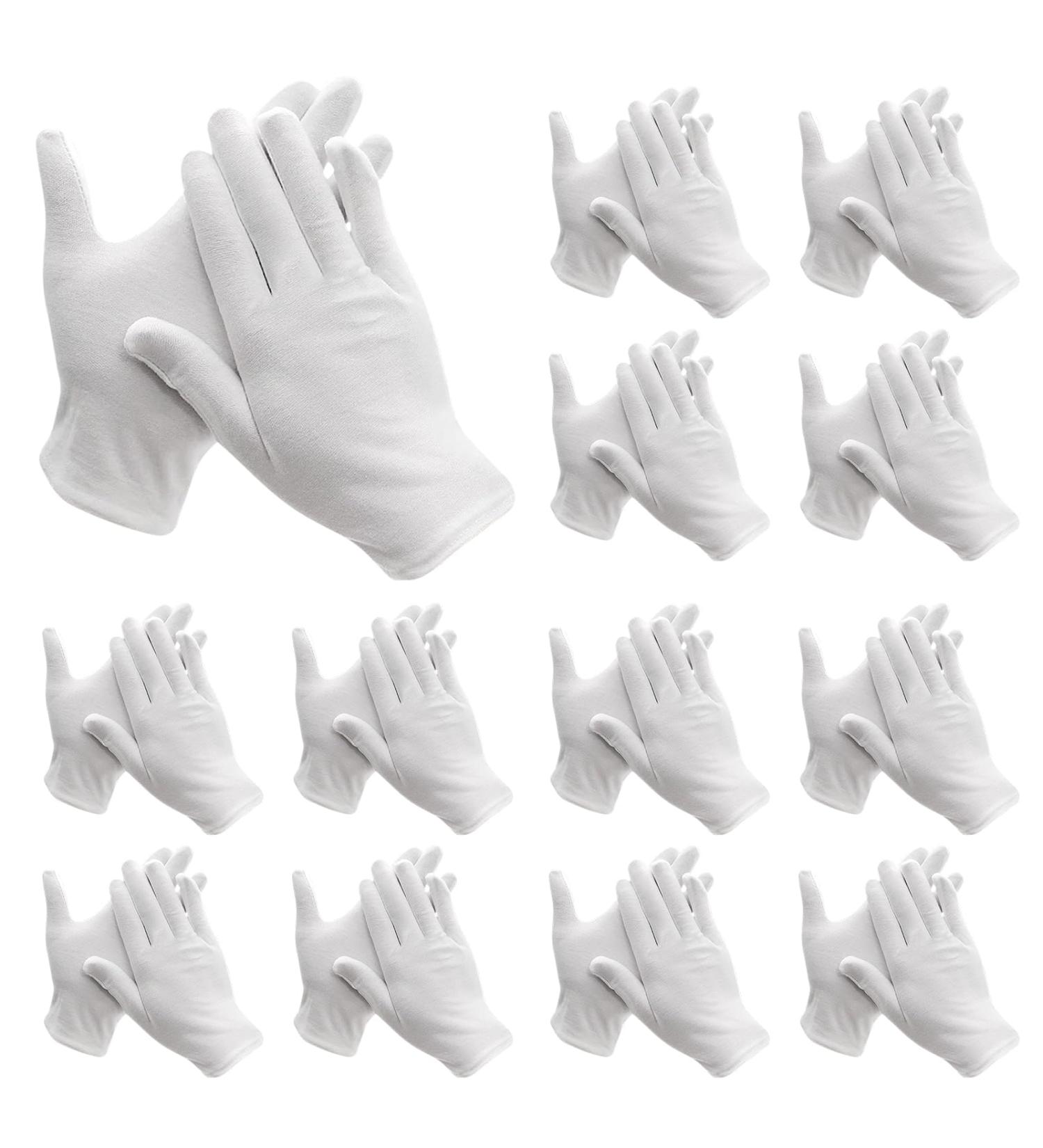 Funmo White Cotton Gloves - 24 Pairs Reusable Moisturizing & Protective Size M Breathable Fabric for Comfort - Buy Online on GoSupps.com