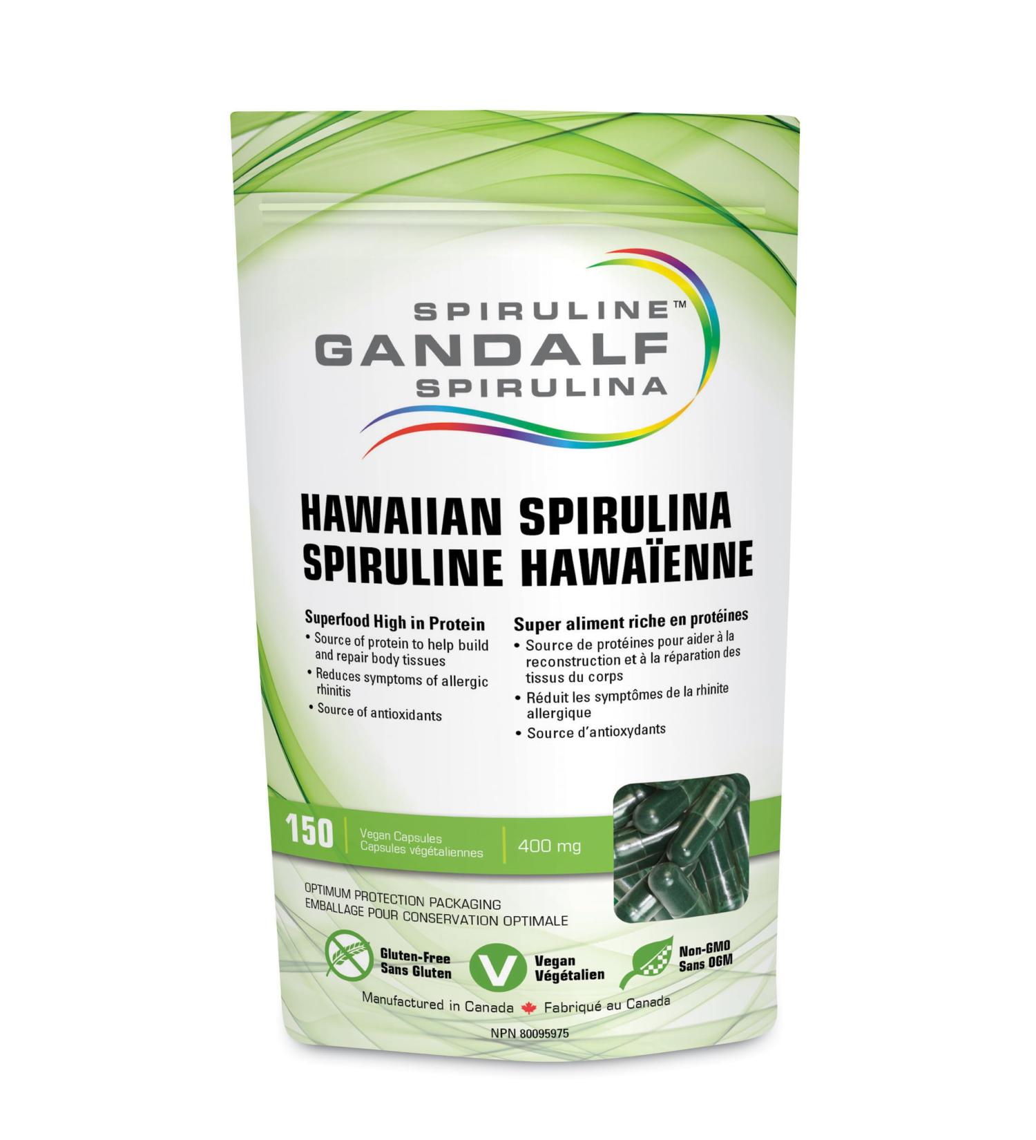 Gandalf Hawaiian Spirulina Capsules Ultra Pure Blue-Green Algae Certified 3rd Party Tested Canada s Most Trusted Brand Vegan 400 mg per capsule - Buy Online on GoSupps.com