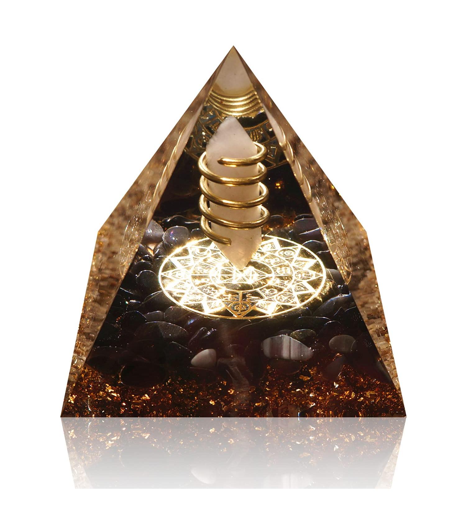 Amethyst Obsidian Orgonite Pyramids Healing Crystal Chakra Orgon Pyramid Energy Generator For Meditation Yoga Anxiety Sleep Abundance Success Positive Energy - Buy Online on GoSupps.com