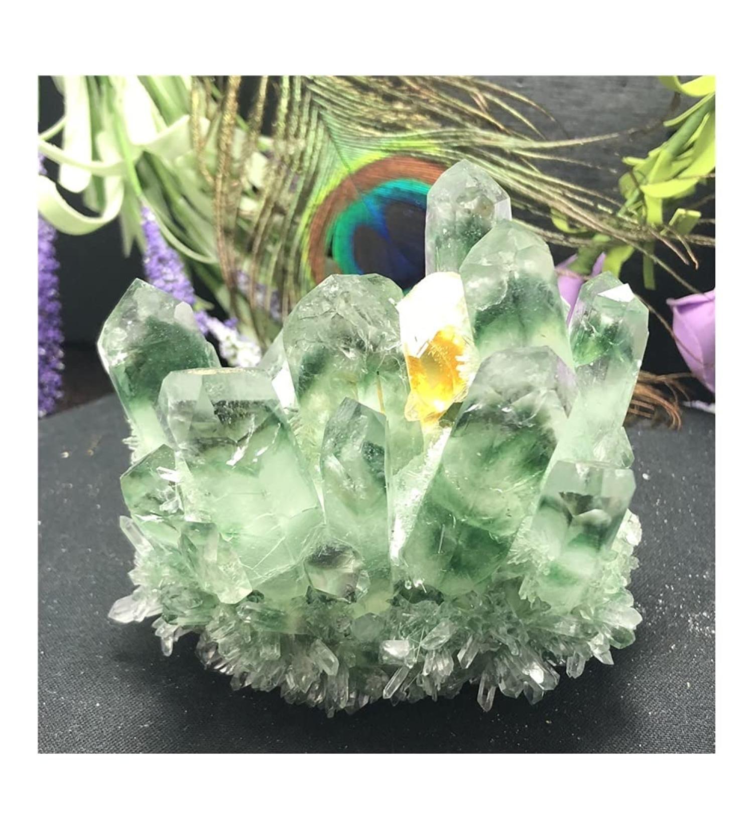for Natural Green Ghost Phantom Quartz Crystal Cluster Rock Stones and Crystals Specimen Home DecoGift Crystal Cluster (Color : 950-1000g) - Buy Online on GoSupps.com