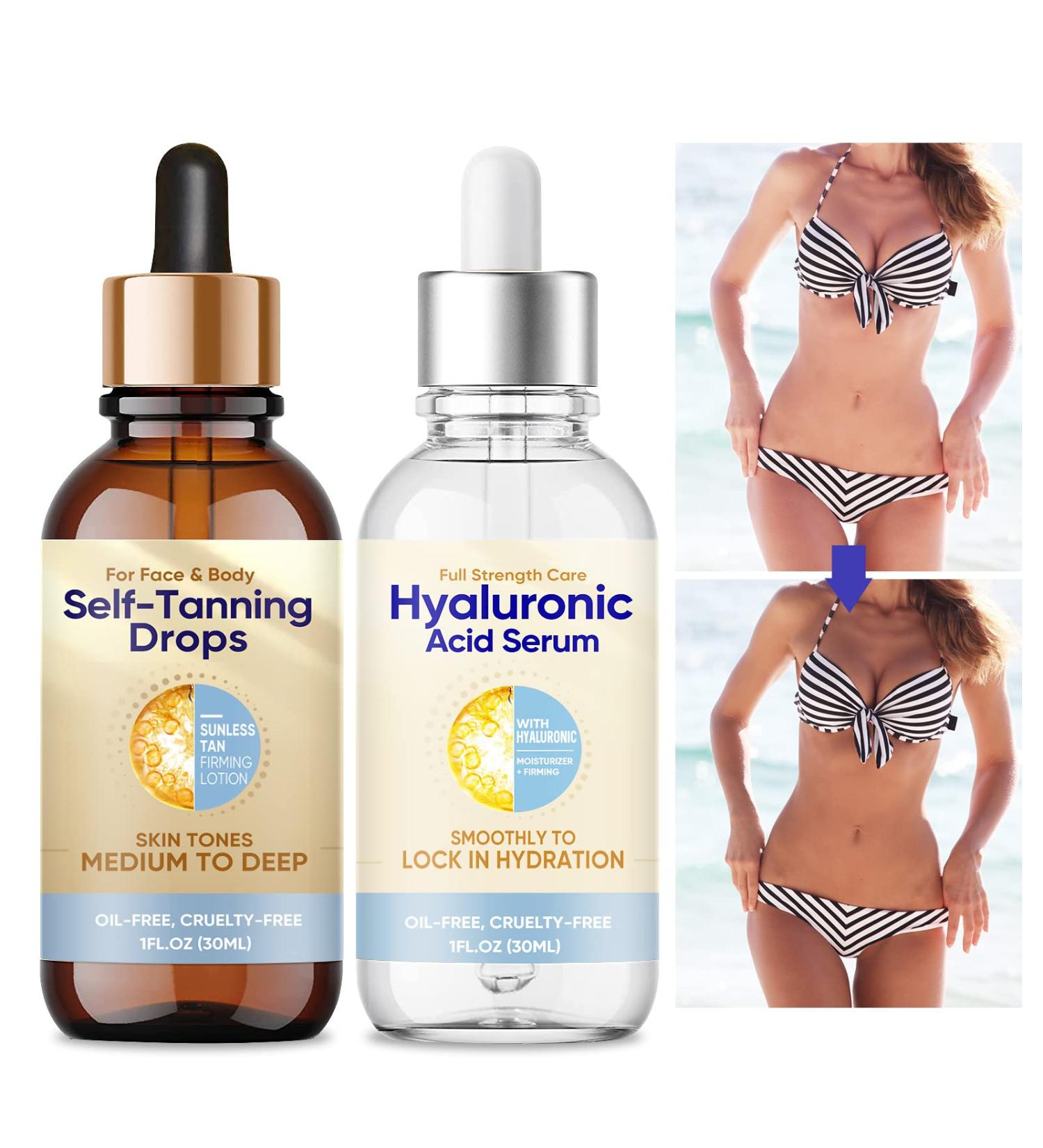 Face & Body Self Tanner Drops | Sunless Bronzing Drops for Face Tan | Long-Lasting Formula | 30ml*2 - Buy Online on GoSupps.com
