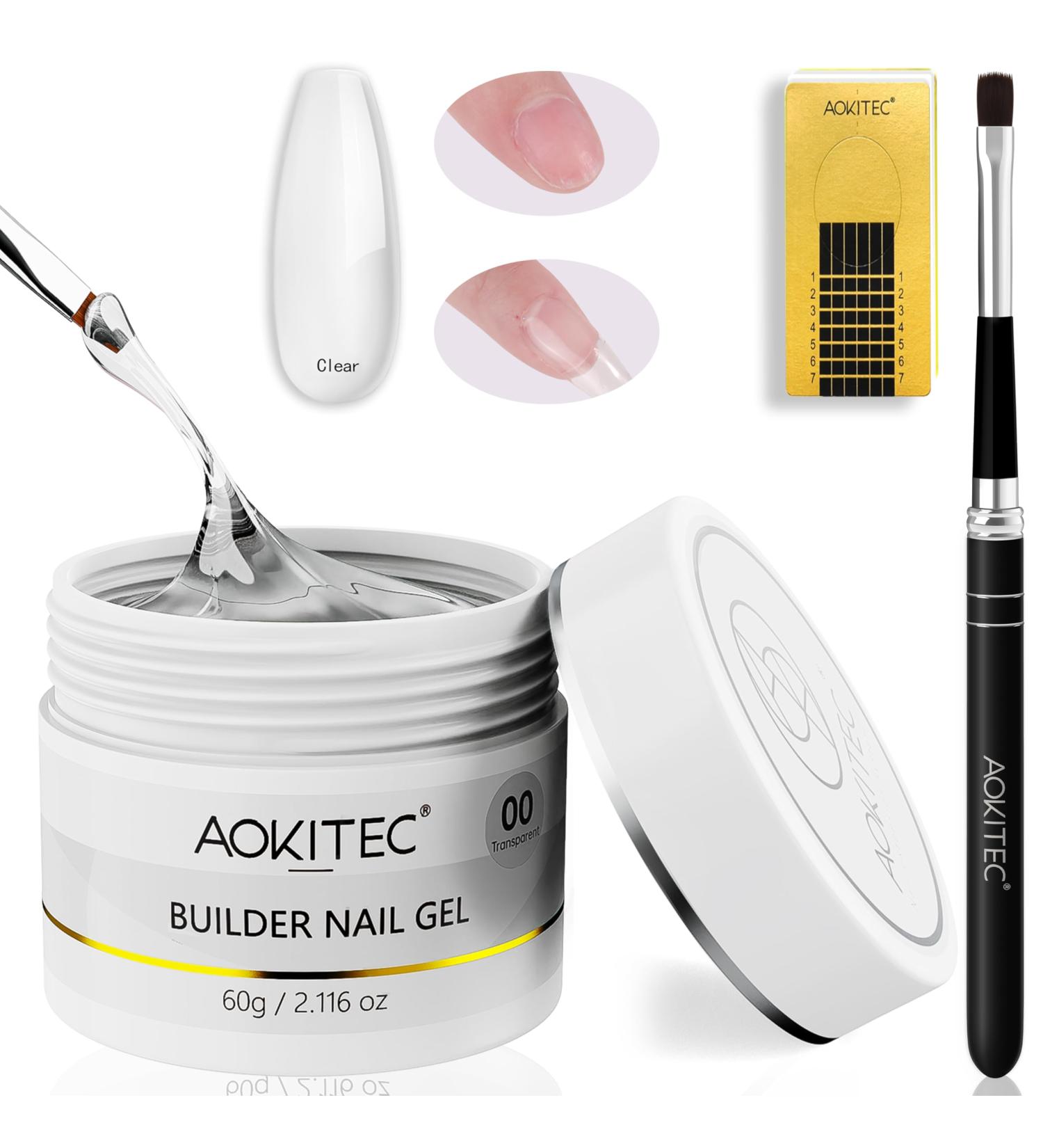  Aokitec Aokitec Builder Gel Kit: 60g hard builder gel with brush for creating a C-shaped arch on the nail surface acrylic kit for extensions and repairs salon use. - Buy Online on GoSupps.com