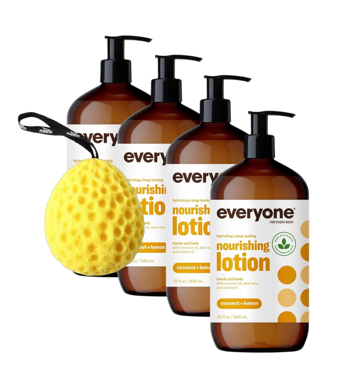 Everyone Lotion 32oz - Quick-Absorb Coconut Lemon Body Lotion with Aloe Vera & Vitamin E - Pack of 4 for Face & Body - International Shipping Available - Buy Online on GoSupps.com