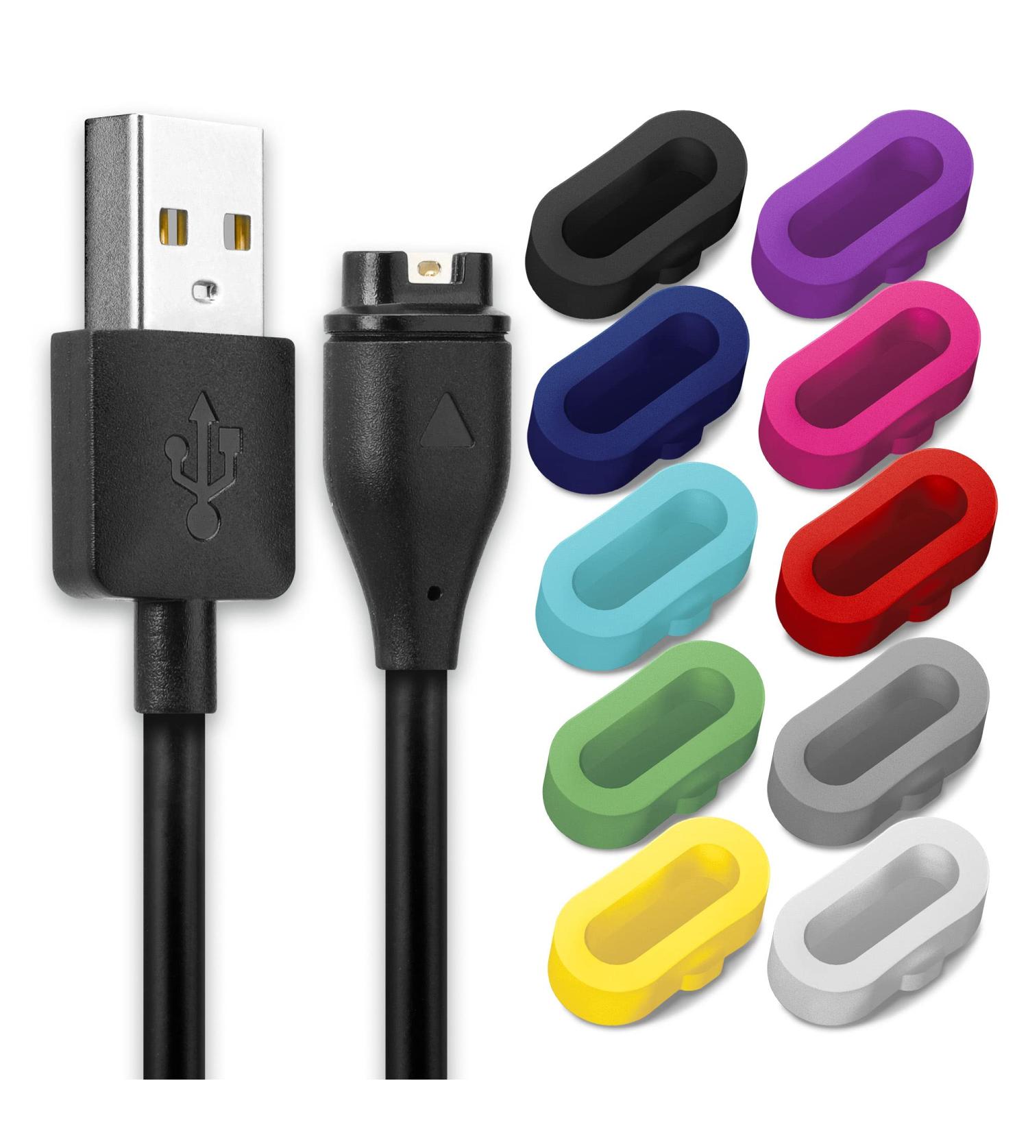Buy Subtel 1m Replacement USB Cable for Garmin Fenix 7 6 6 Pro Vivoactive 4 & 3 | Colorful 10x Dust Protection Caps | USB A 2.0 Charging Data Cable - International Shipping Available - Buy Online on GoSupps.com