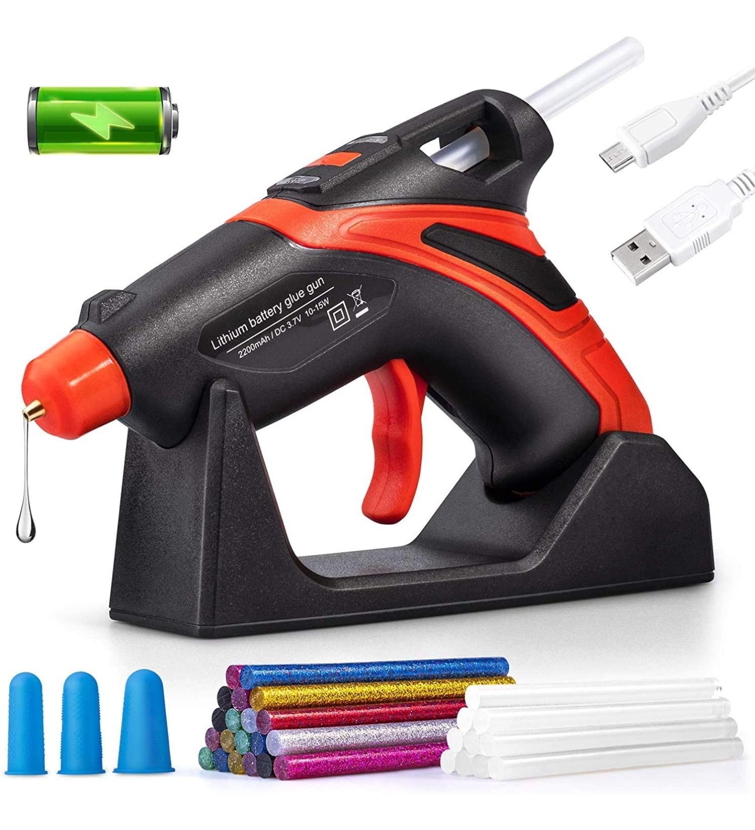 Cordless Hot Glue Gun Kit | USB Rechargeable with 30 Sticks | Fast Preheating for DIY, Crafts, and Home Repairs - Buy Online on GoSupps.com