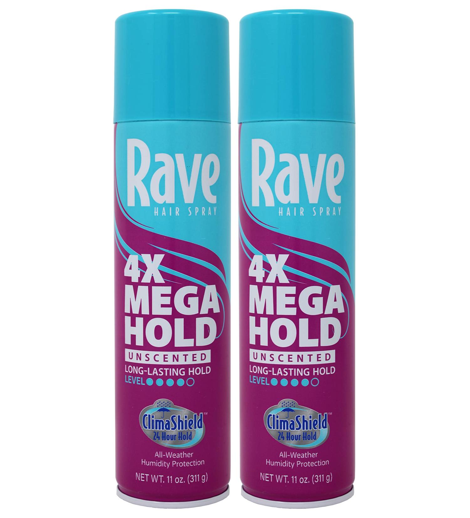 Rave Hairspray 4x Mega Unscented 11oz - Pack of 2 - Buy Online on GoSupps.com
