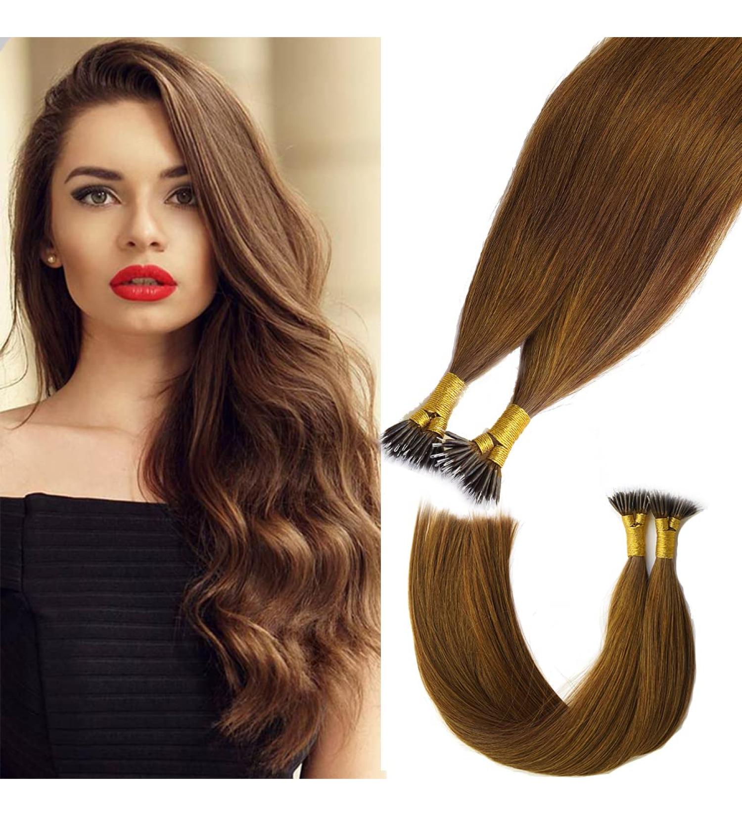 KOCONI 20 Nano Ring Hair Extensions - Real Human Hair, Remy Nano Beads, 50g - #6 Chestnut Brown - Buy Online on GoSupps.com