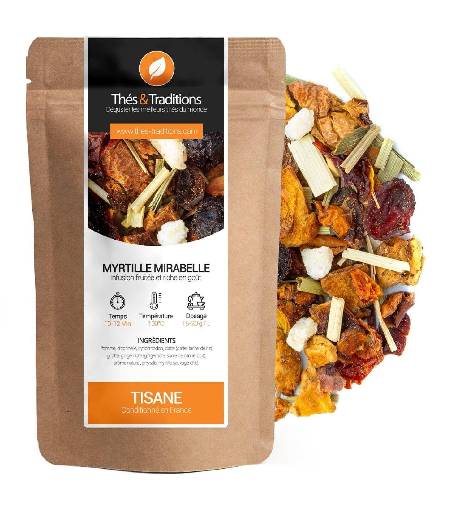  Th s & Traditions Organic Blueberry Mirabelle Herbal Tea | Bag 100g Bulk | Certified Organic  - Buy Online on GoSupps.com
