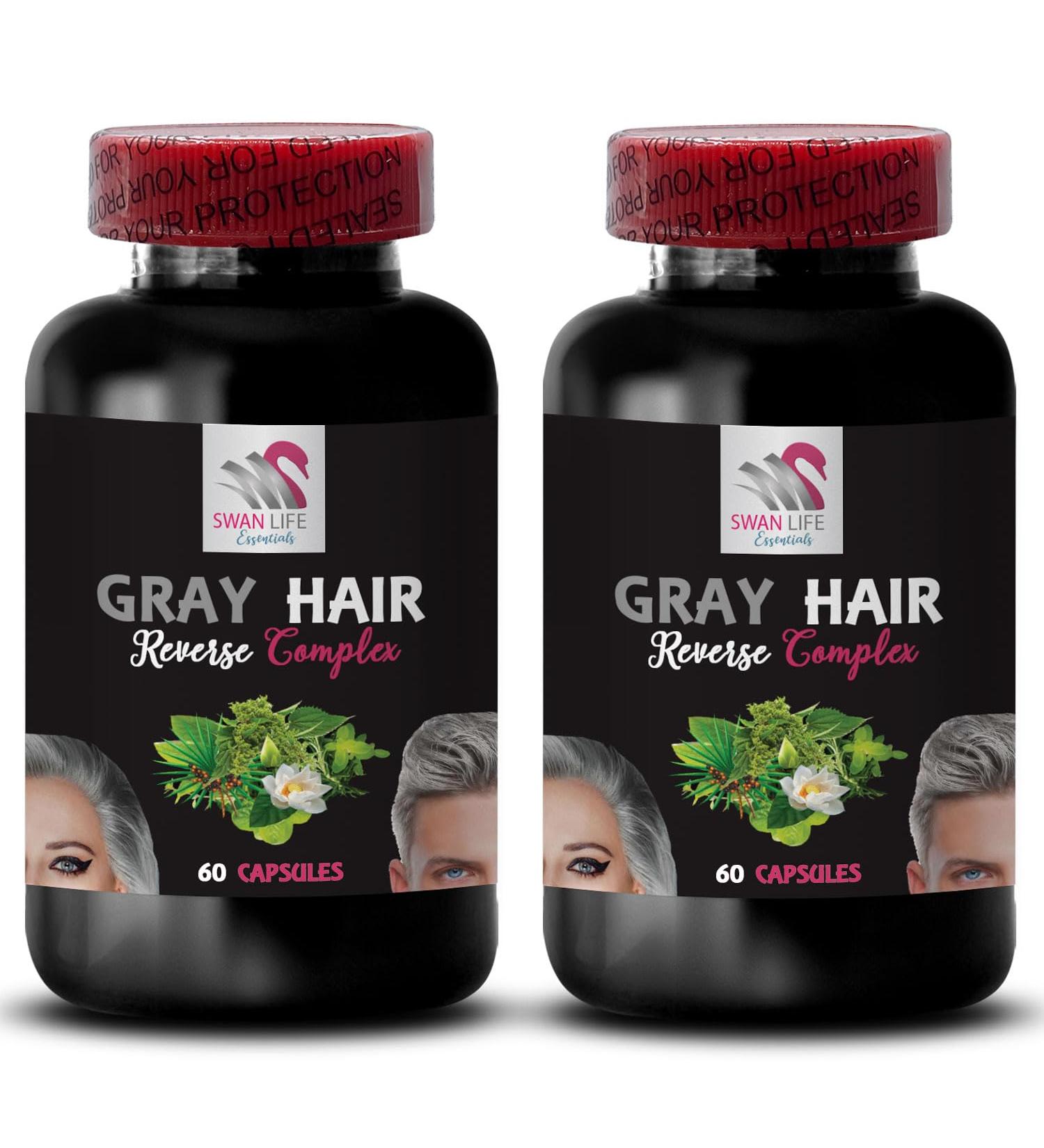 True color - GRAY HAIR REVERSE - Hair color boost Vibrancy restore Color refresh Lively hair Hair brilliance Natural shade Color vitality Hair pigment renewer Fresh tone 2 Bottles 120 Capsules - Buy Online on GoSupps.com