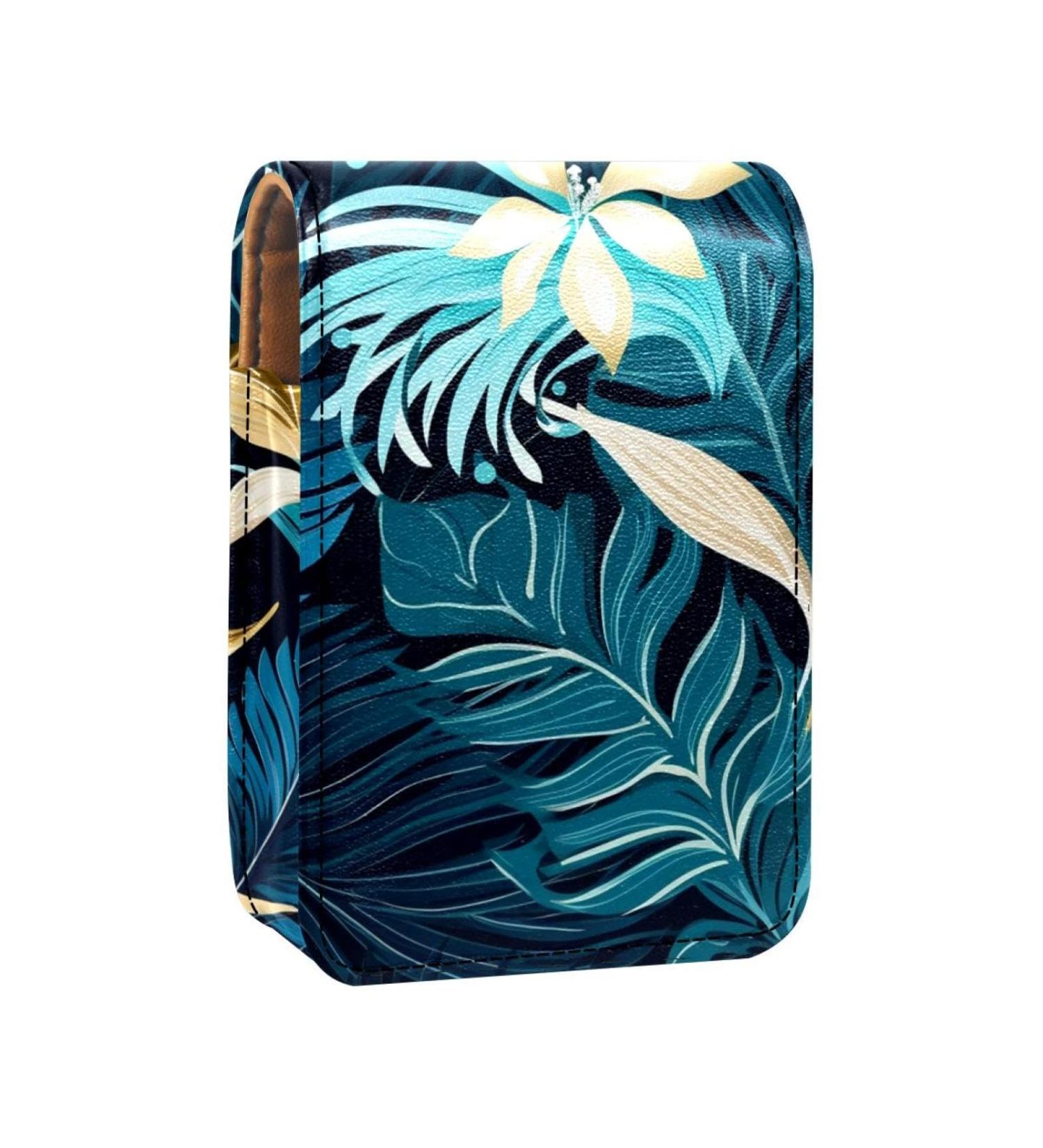 Travel Lipstick Organizer Case | Portable Makeup Bag with Mirror | Tropical Leaves Design - E560a5vyyu - Buy Online on GoSupps.com